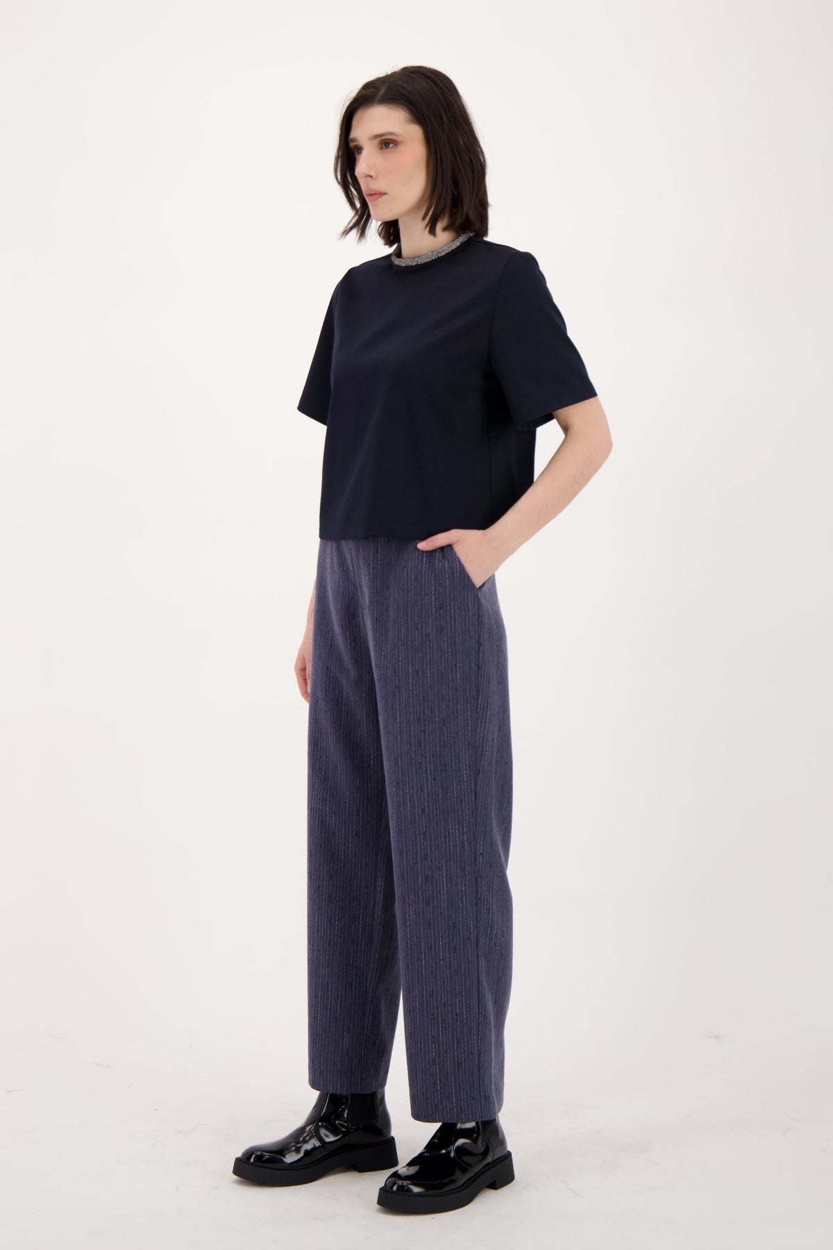 Beaded Hot Fix Pin Stripe Pant