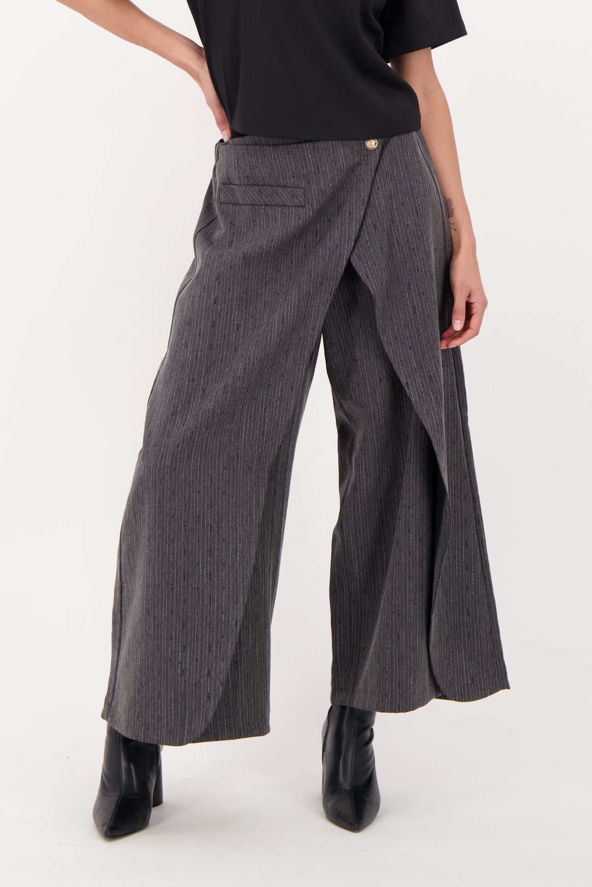 Beaded Hot Fix Pinstripe Overlay Pant