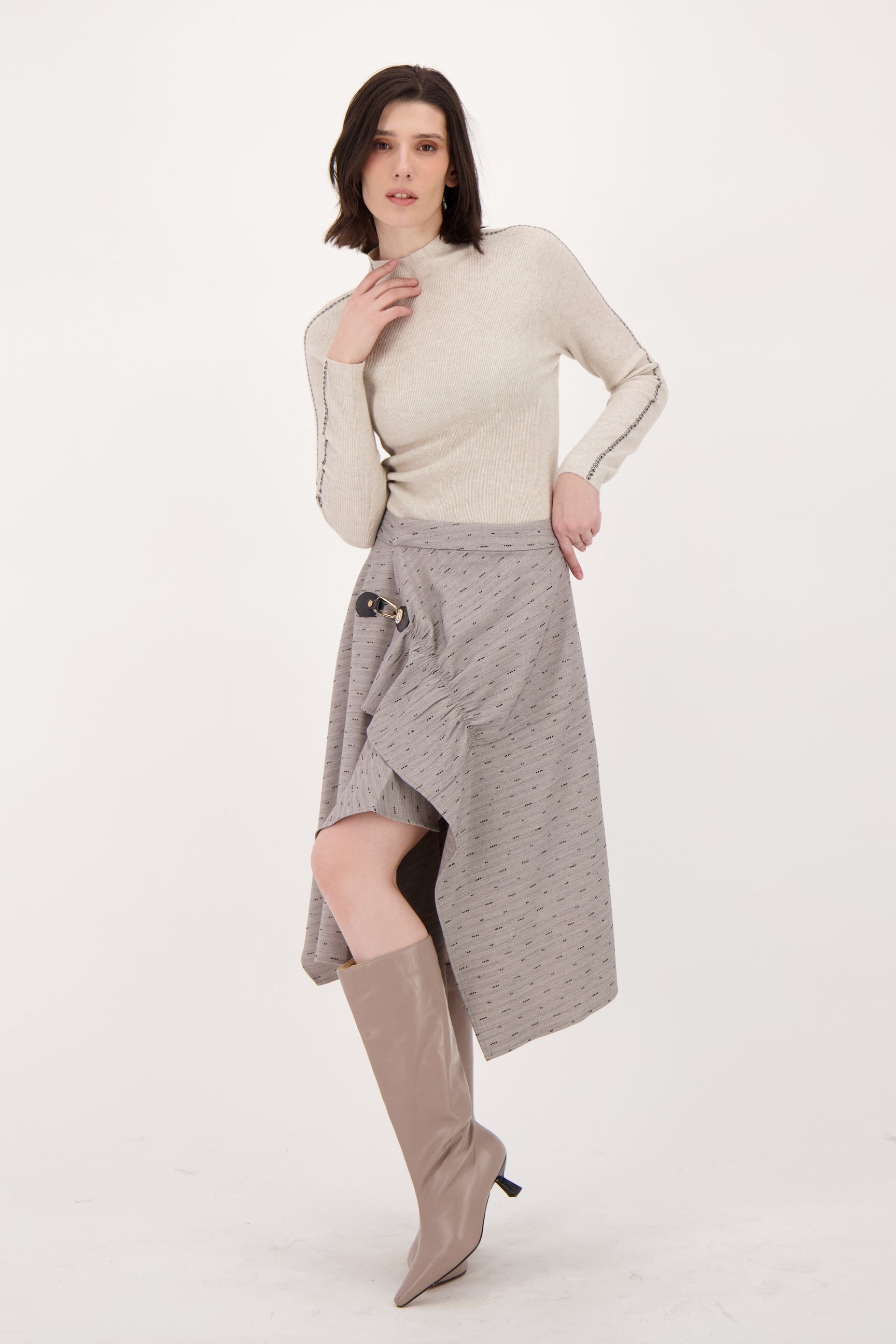 Sweater With Sleeve Rhinestone Detail