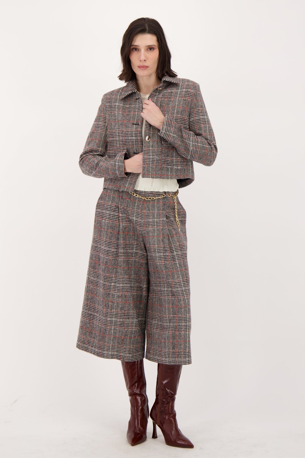 Check Boxy-Fit Front Patch Pocket Jacket
