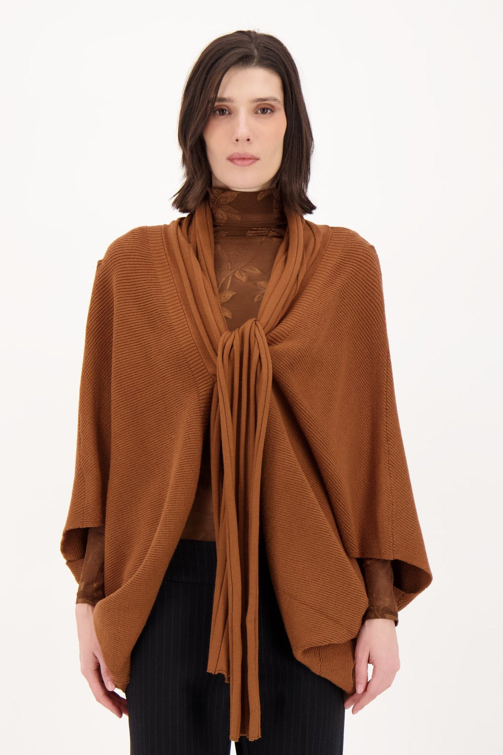 Poncho Necktie Sweater