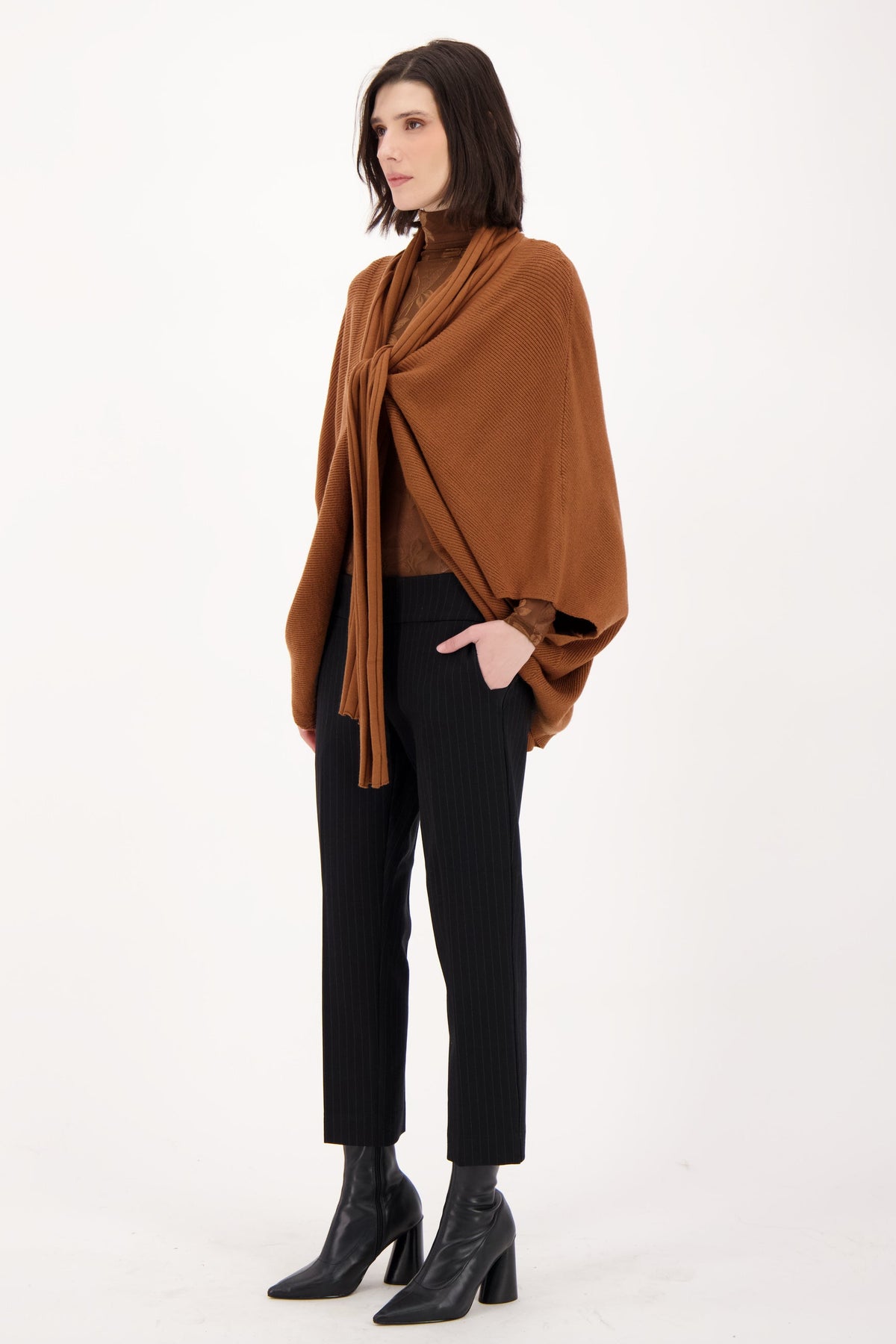 Poncho Necktie Sweater