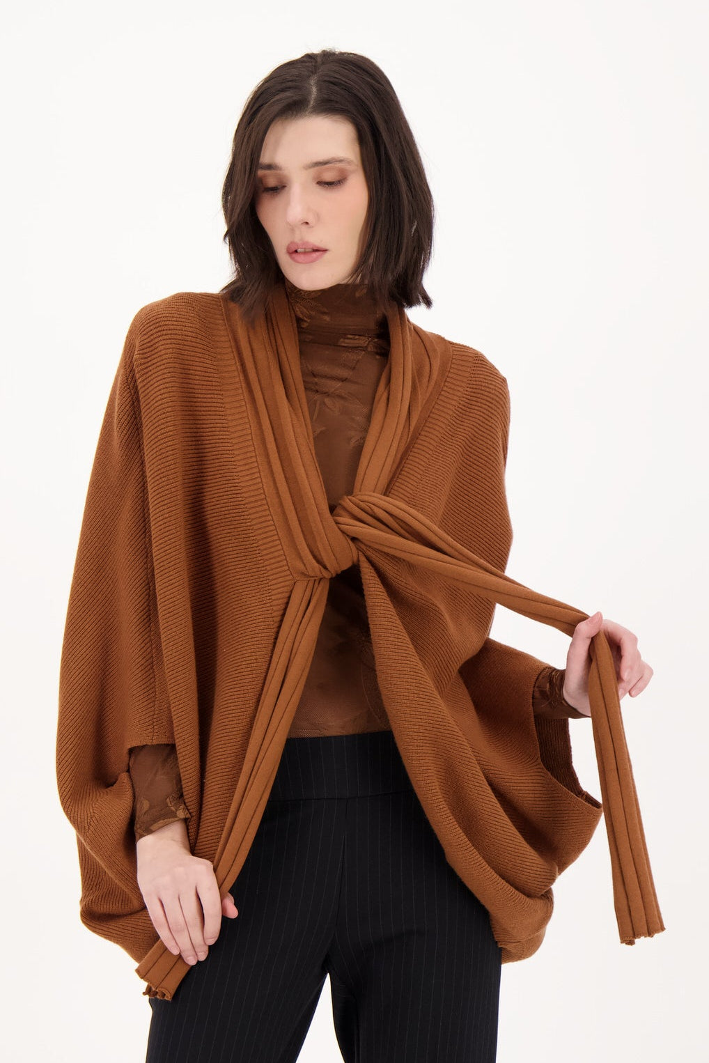 Poncho Necktie Sweater