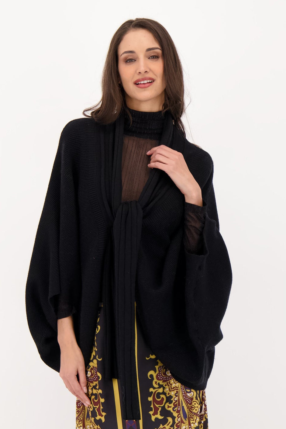 Poncho Necktie Sweater