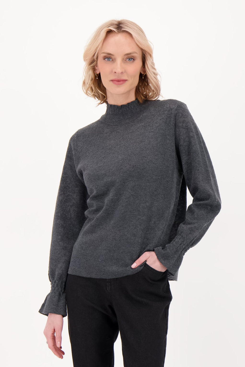 Jaquard Mock Neck Knit Top