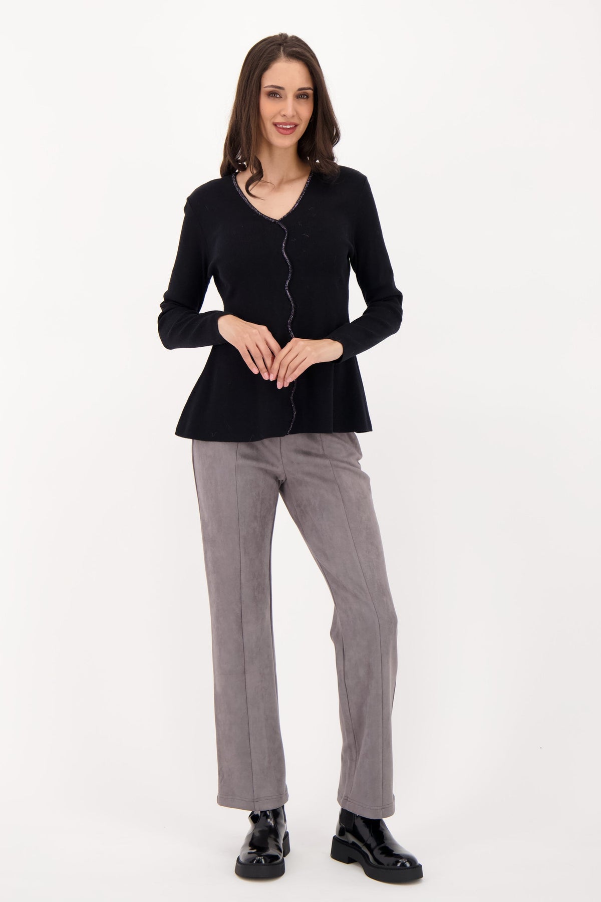 Straight Leg Vegan Suede Pants