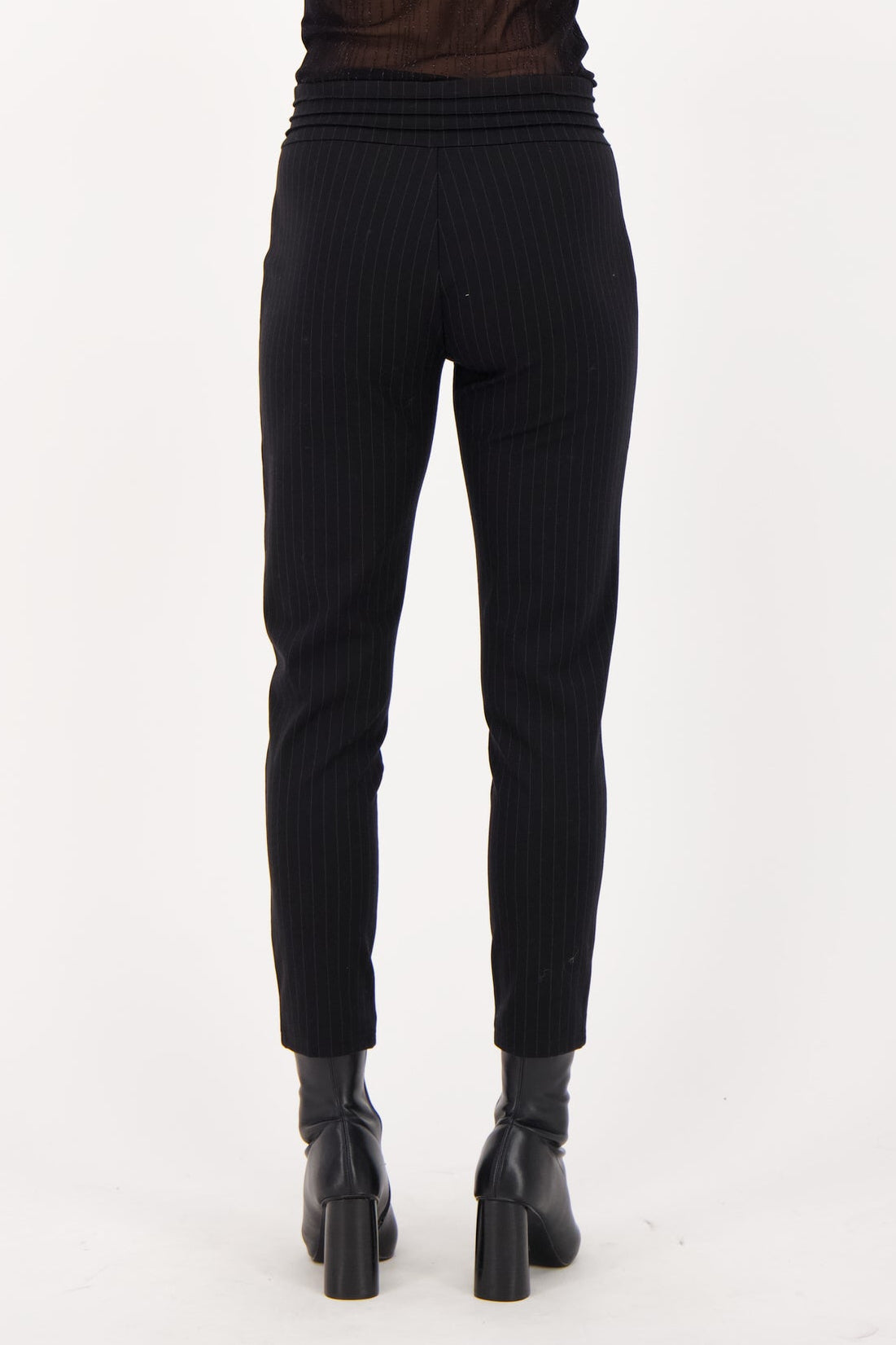 Front Button Fitted Pant With Inner Elastic Waistband