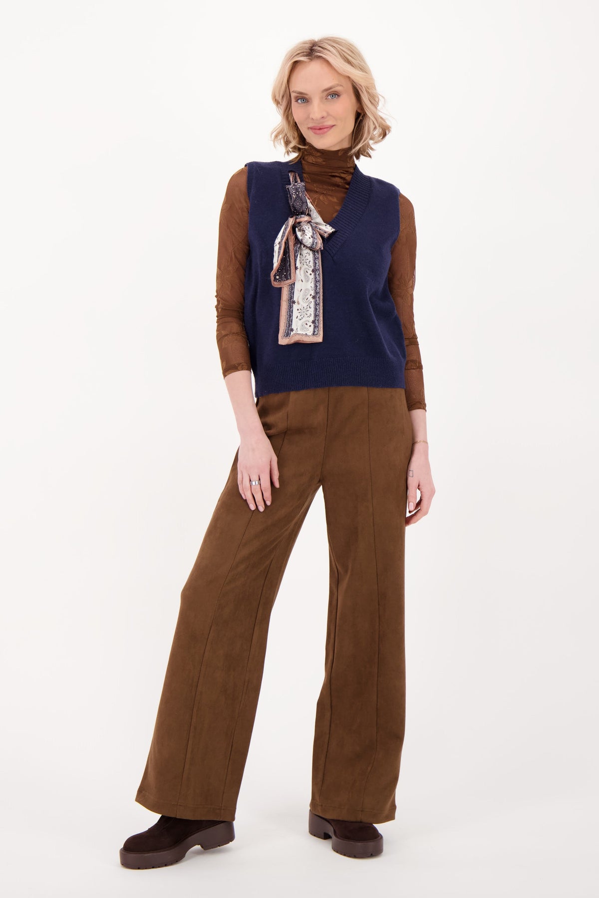 Satin Scarf Sweater Vest