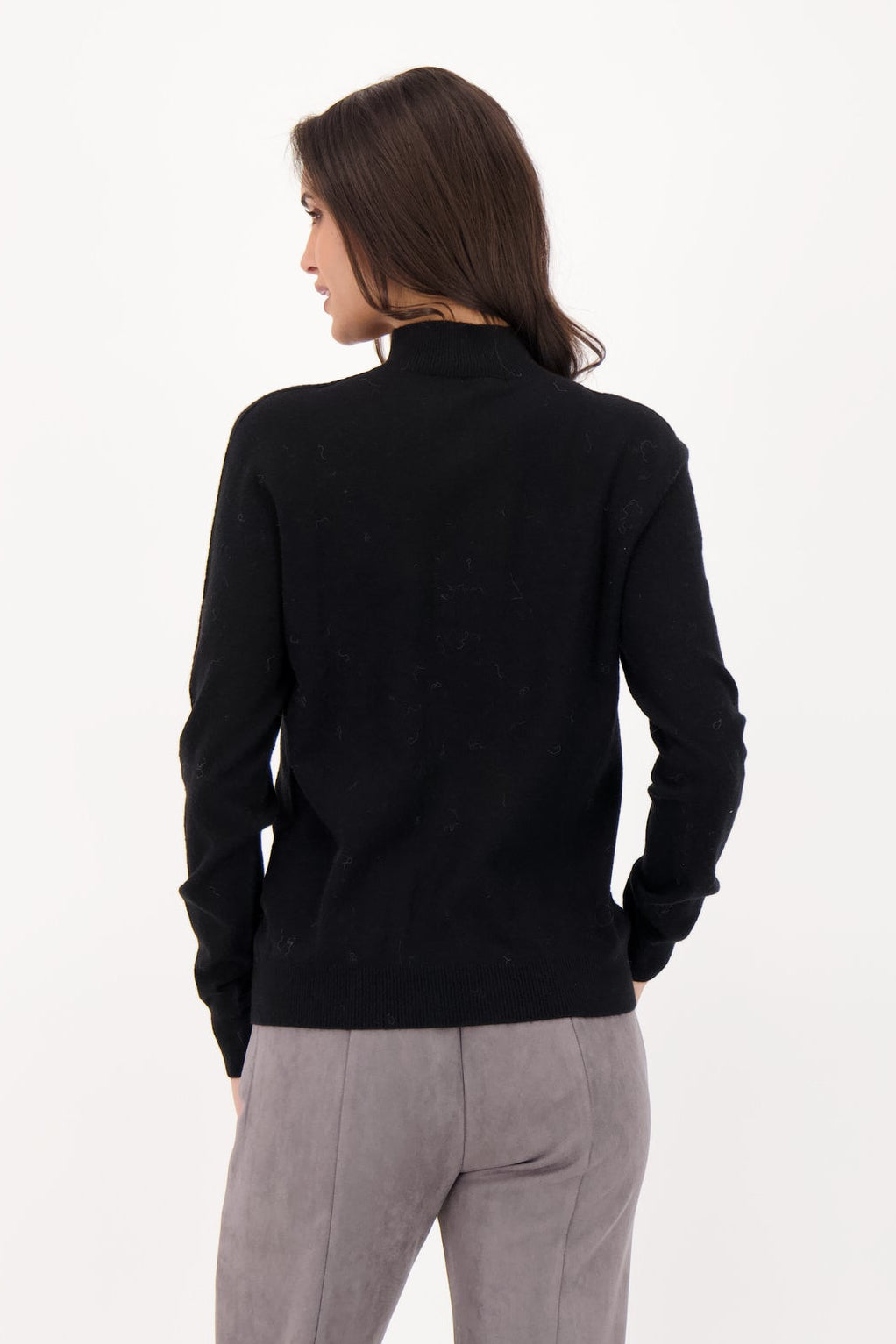 Mock Neck Sweater Wiith Neckline Hot Fix Beads
