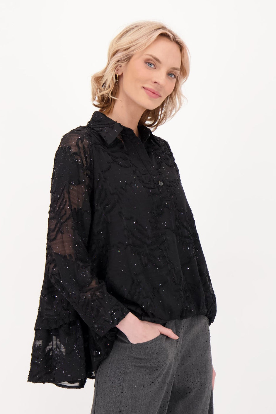Front Tuck Embellished Blouse