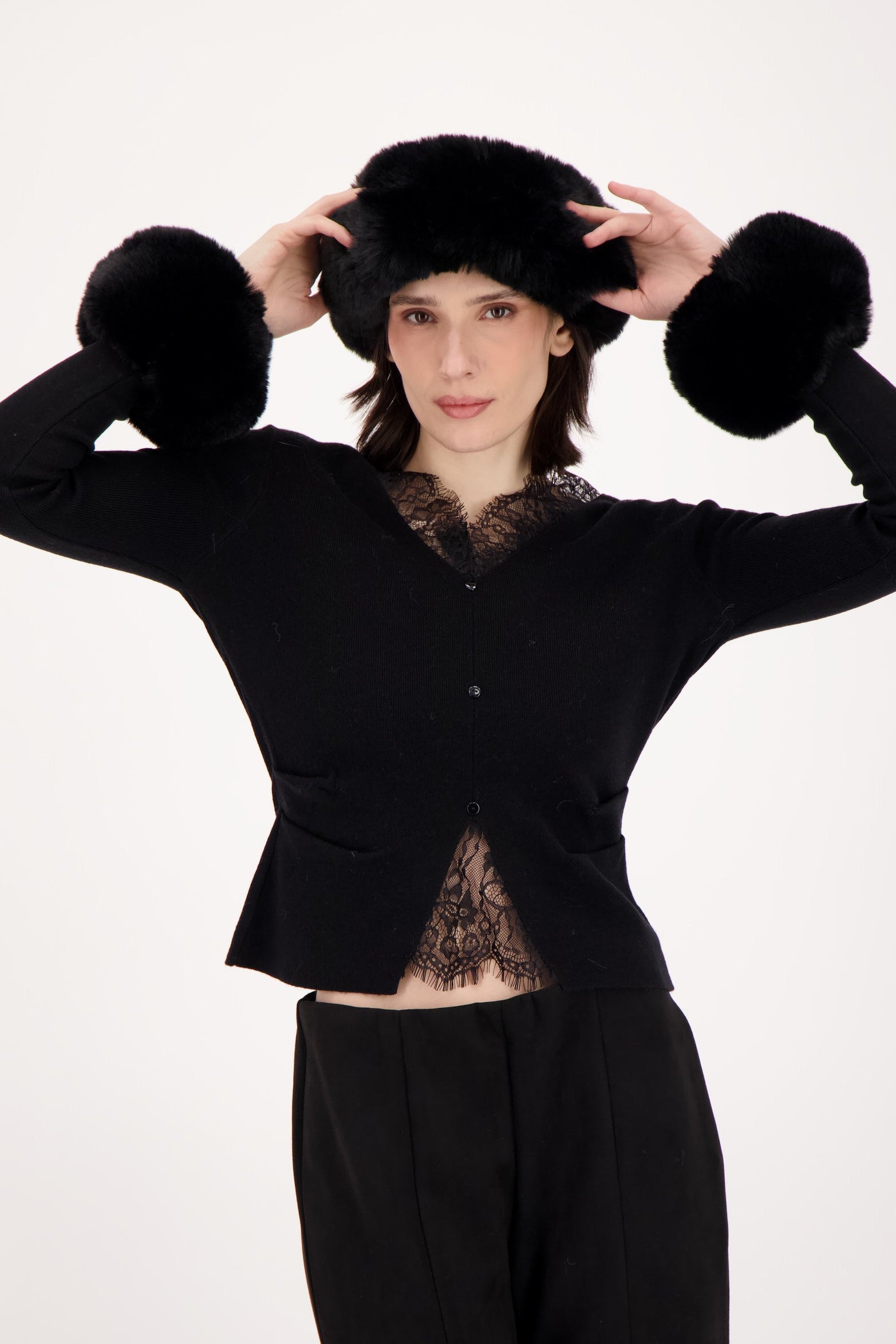 Lace Neckline/Hem Sweater Top