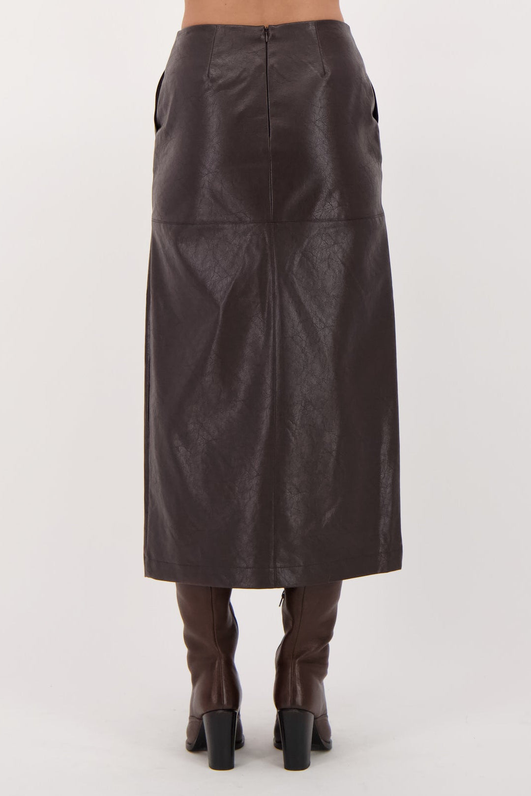Cracked Vegan Leather Pencil Skirt