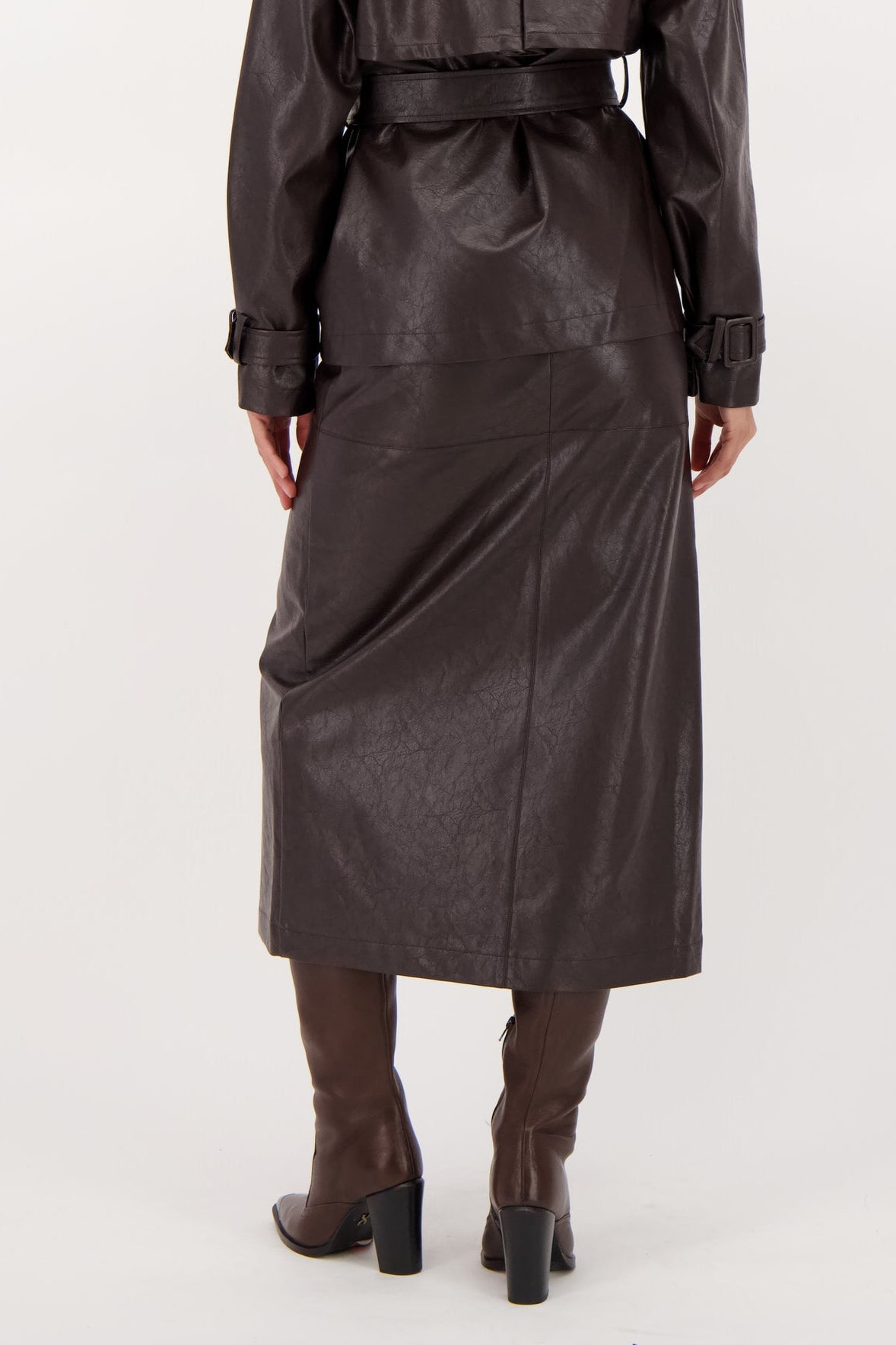 Cracked Vegan Leather Pencil Skirt