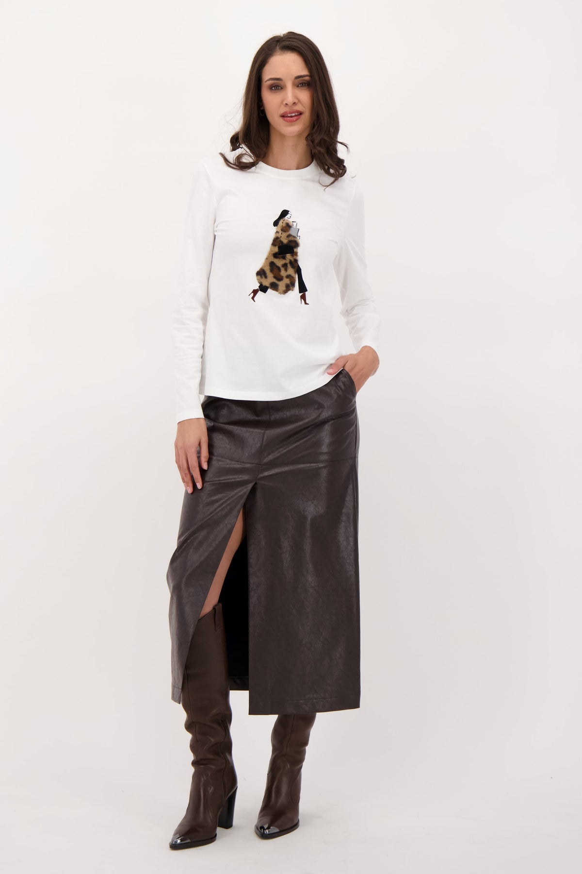 Cracked Vegan Leather Pencil Skirt
