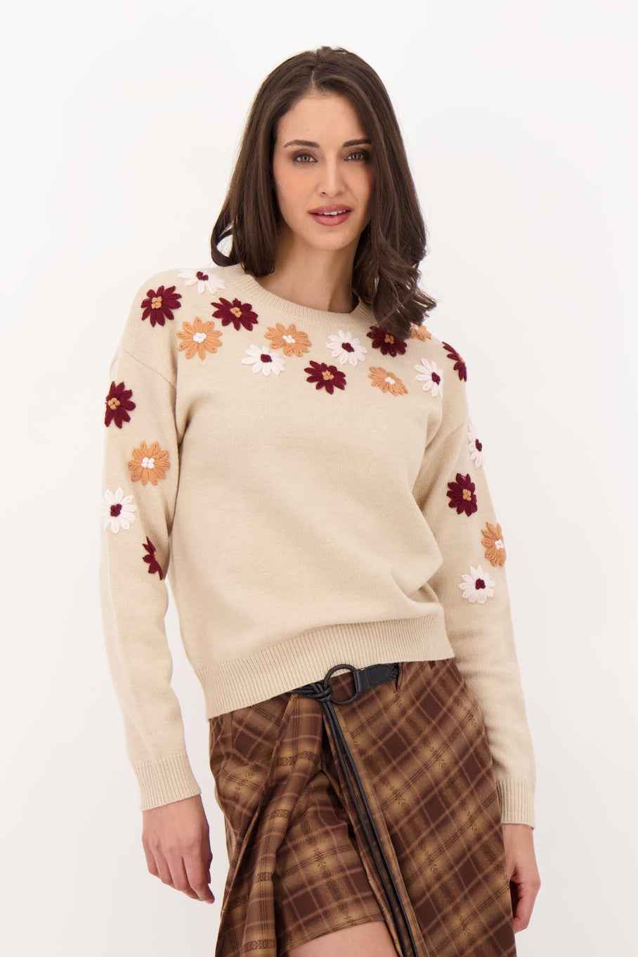 Hand Embroidered Flower Sweater
