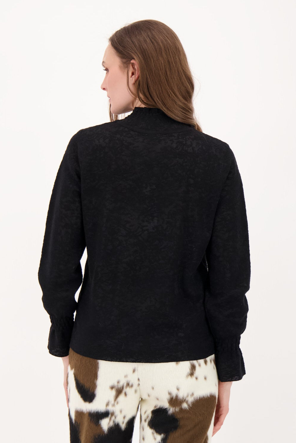 Jaquard Mock Neck Knit Top