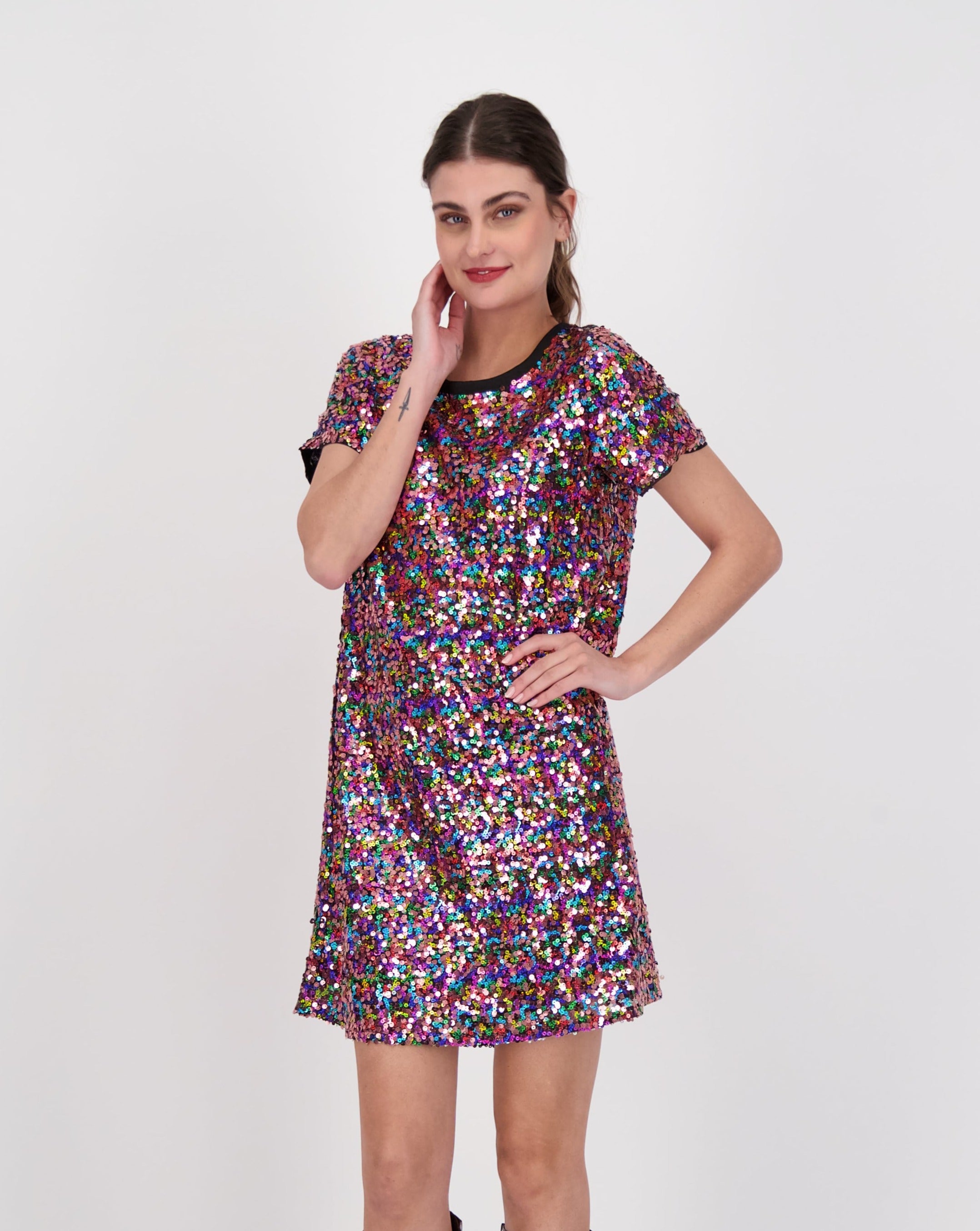Rainbow Sparkle Sequinned Dress