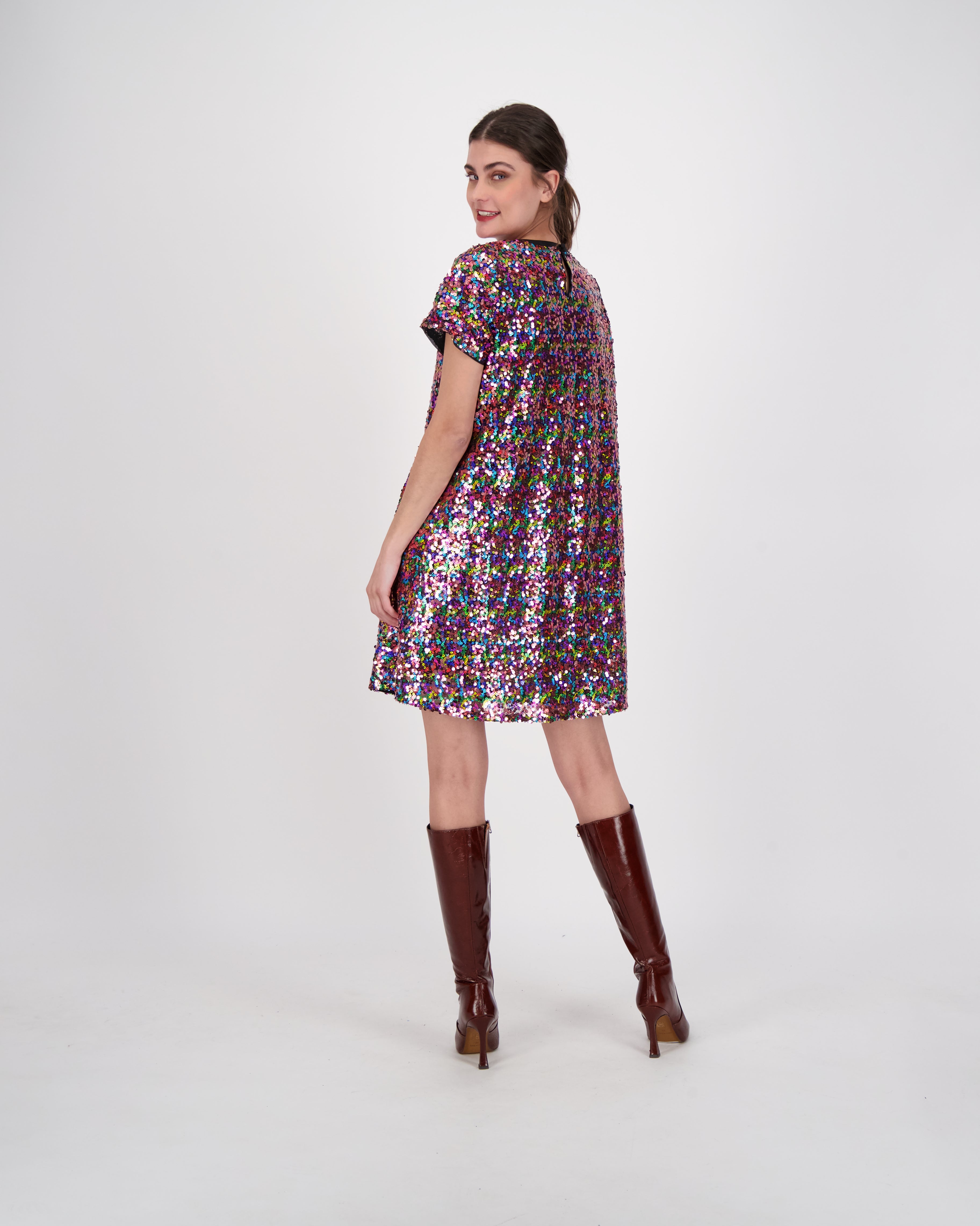 Rainbow Sparkle Sequinned Dress