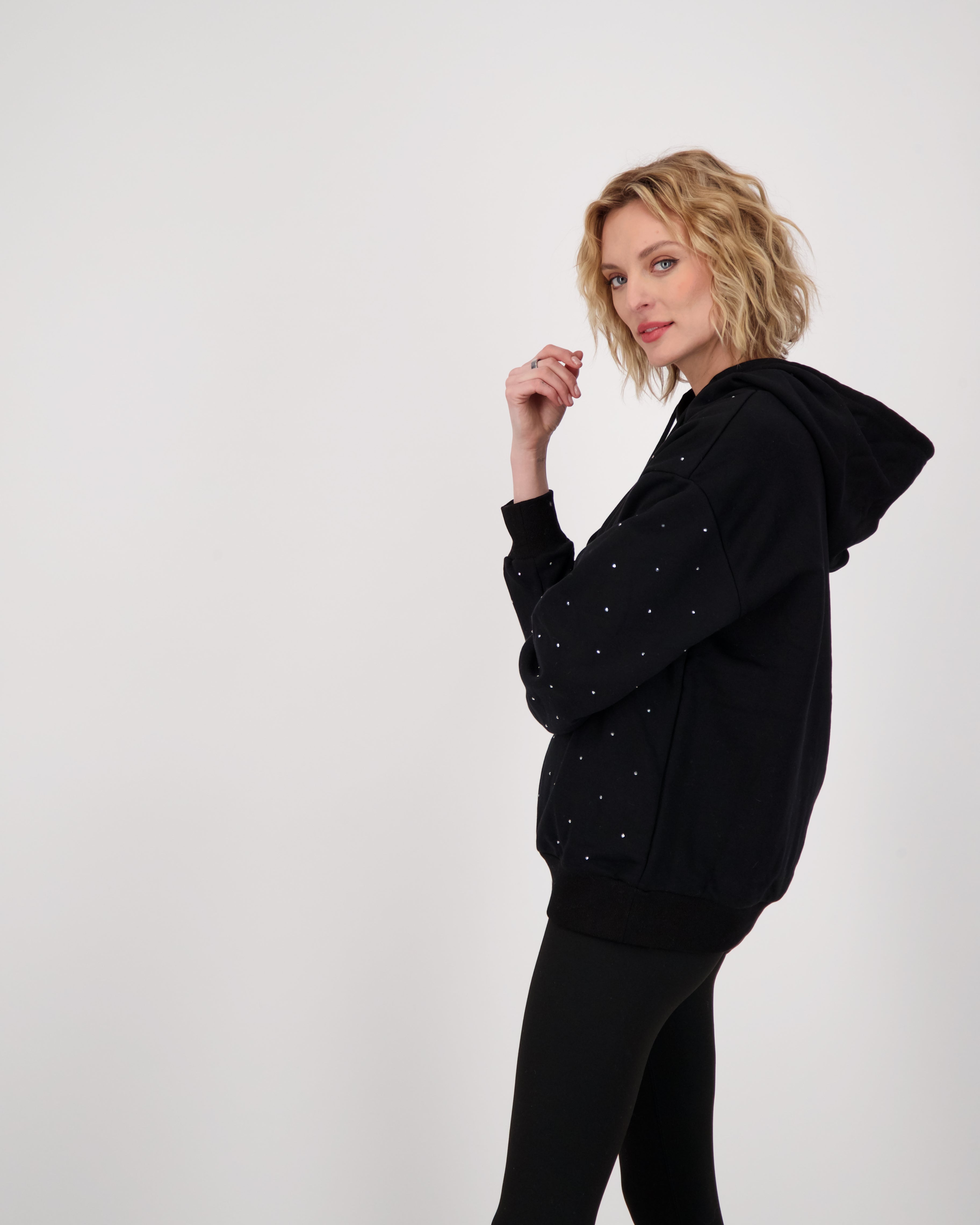 Cherry Diamante Rhinestone Hooded Sweatshirt