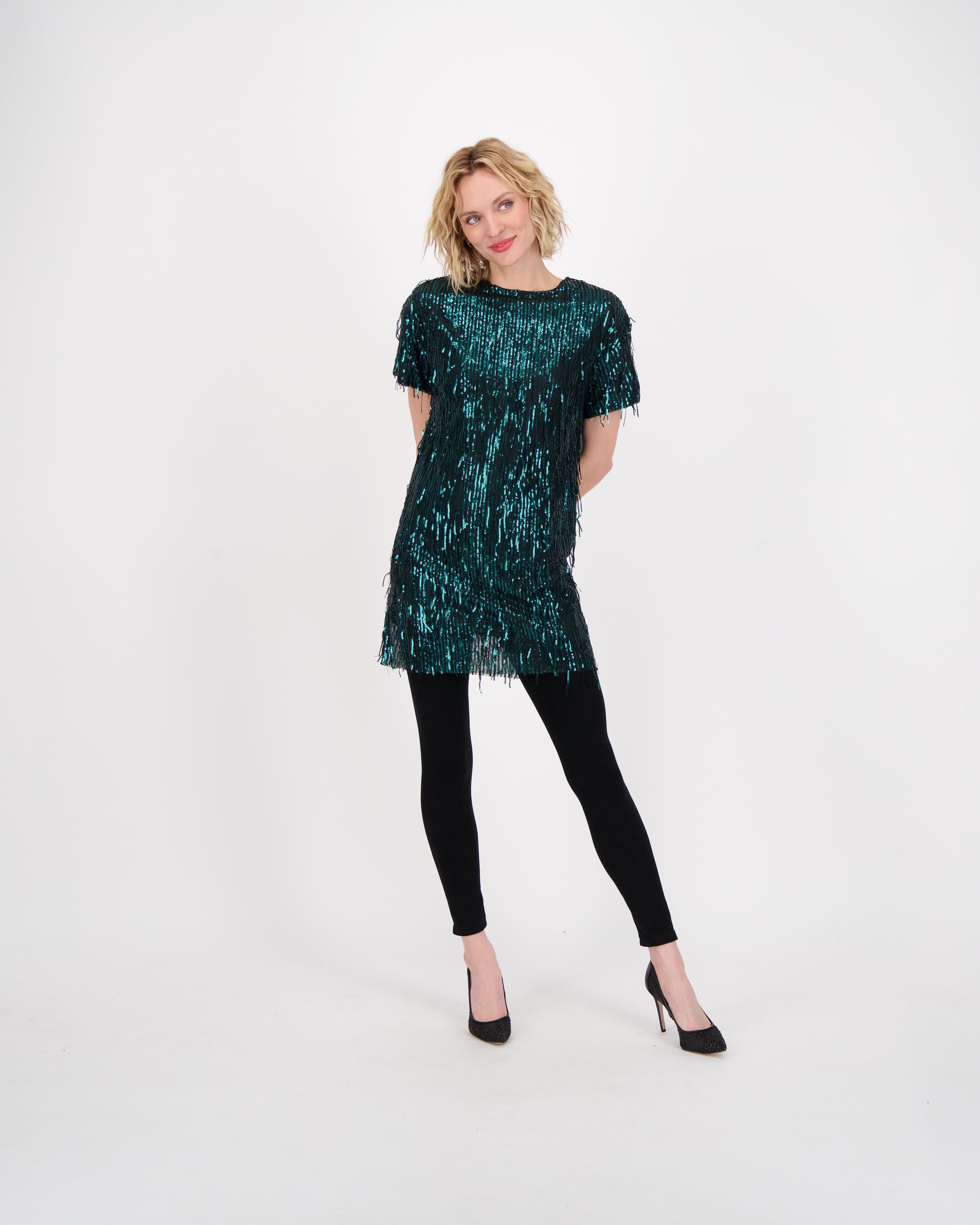 Sequin Fringed Mini Dress