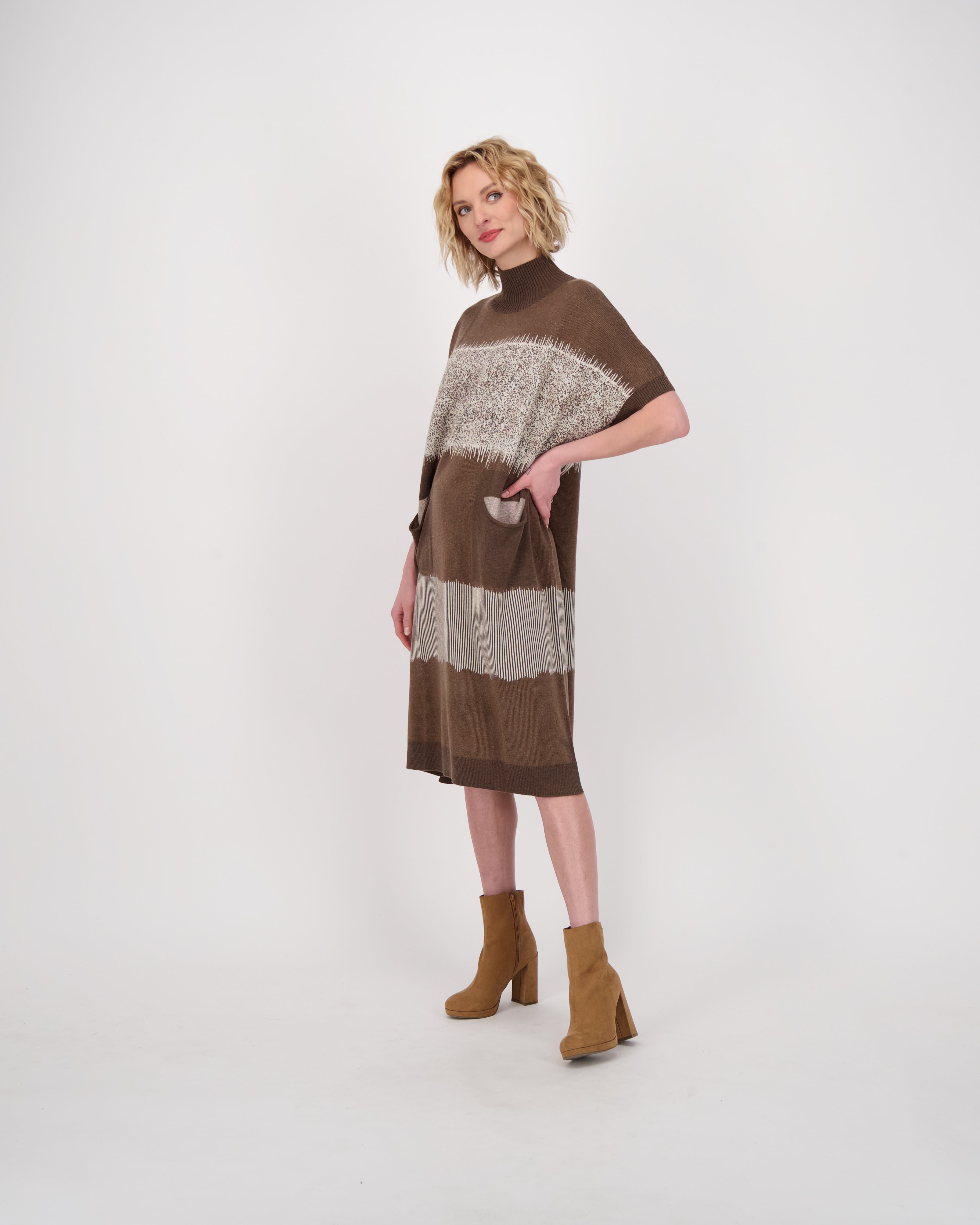 Abstract Art Intarsia Long Knitted Dress
