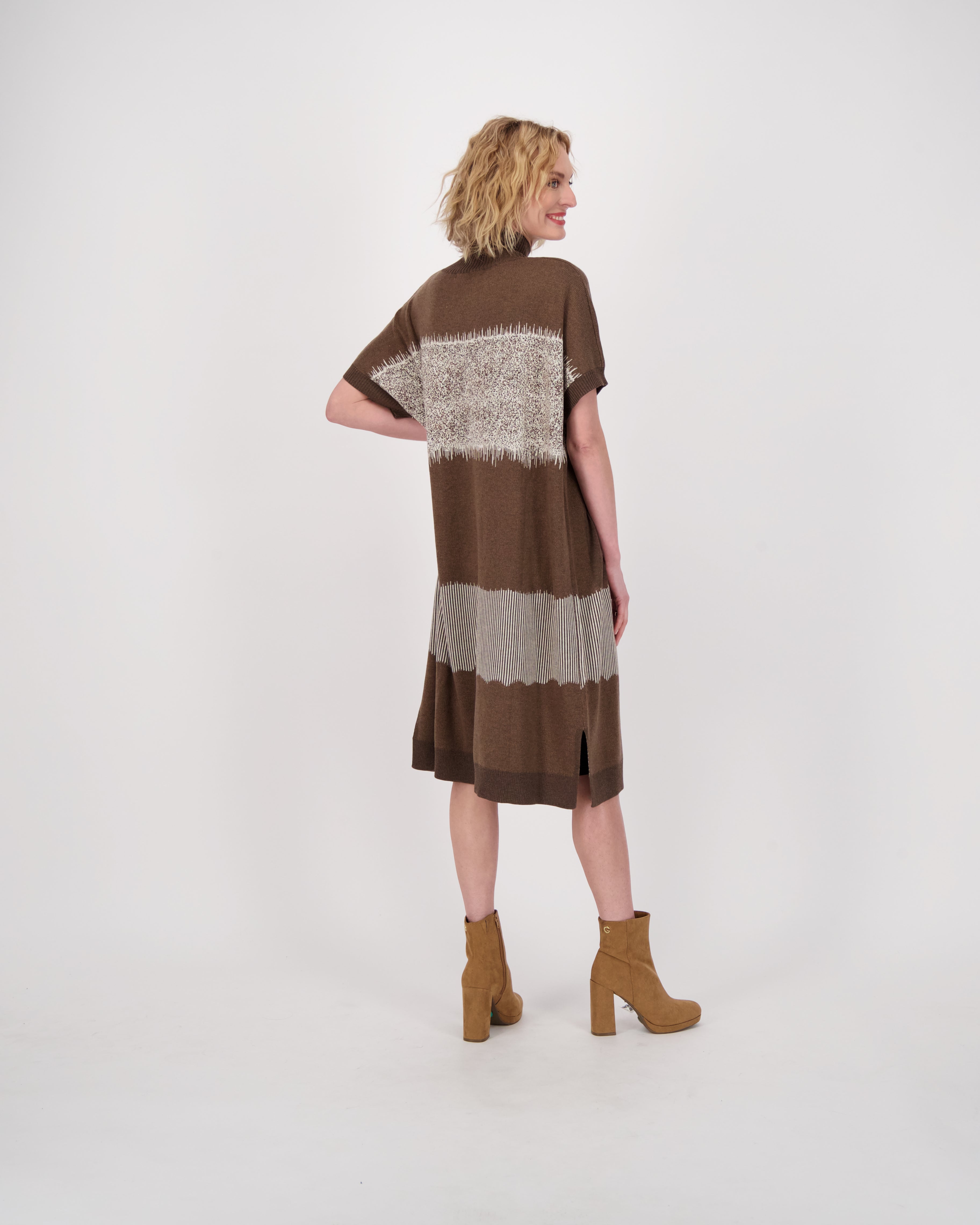 Abstract Art Intarsia Long Knitted Dress