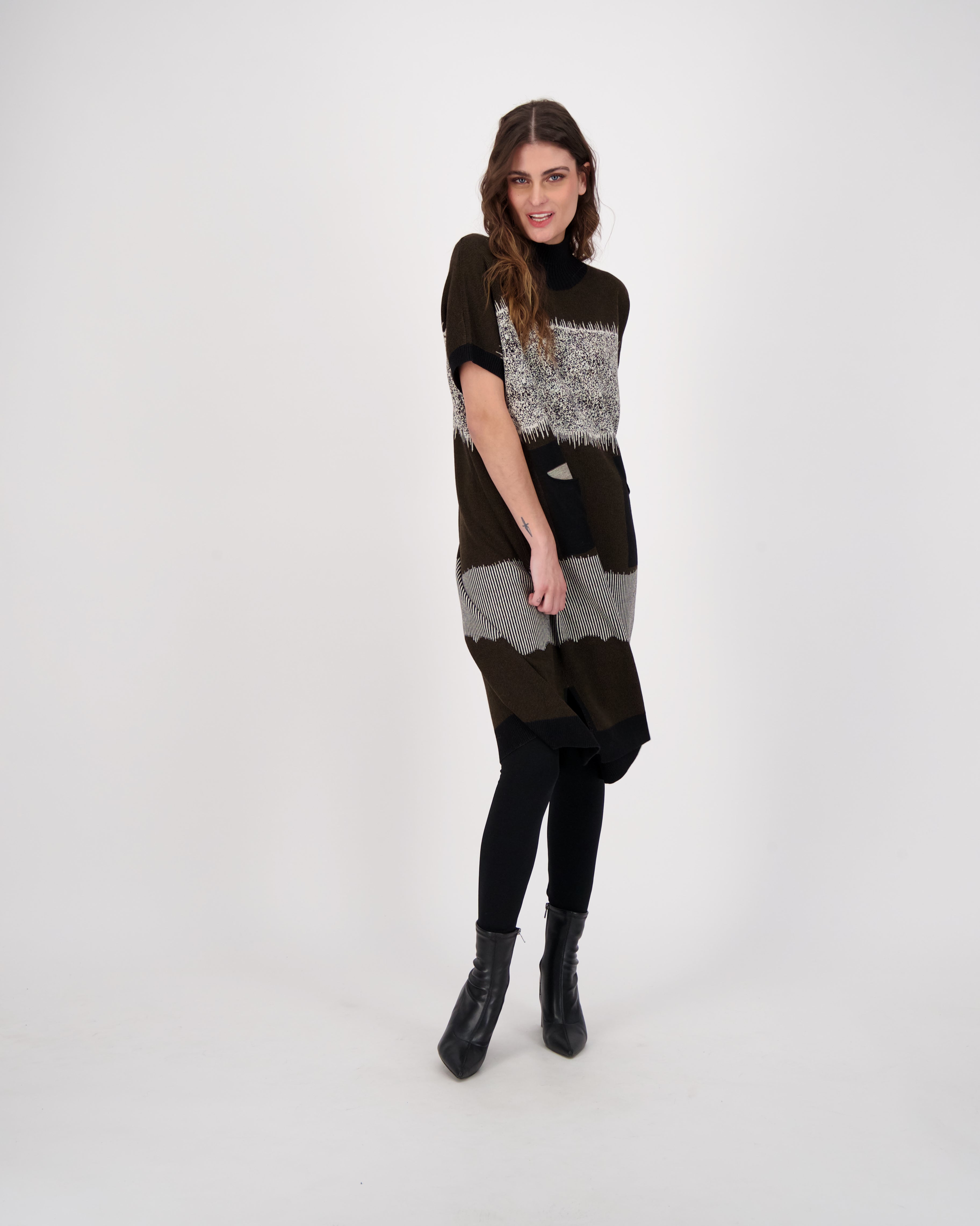 Abstract Art Intarsia Long Knitted Dress