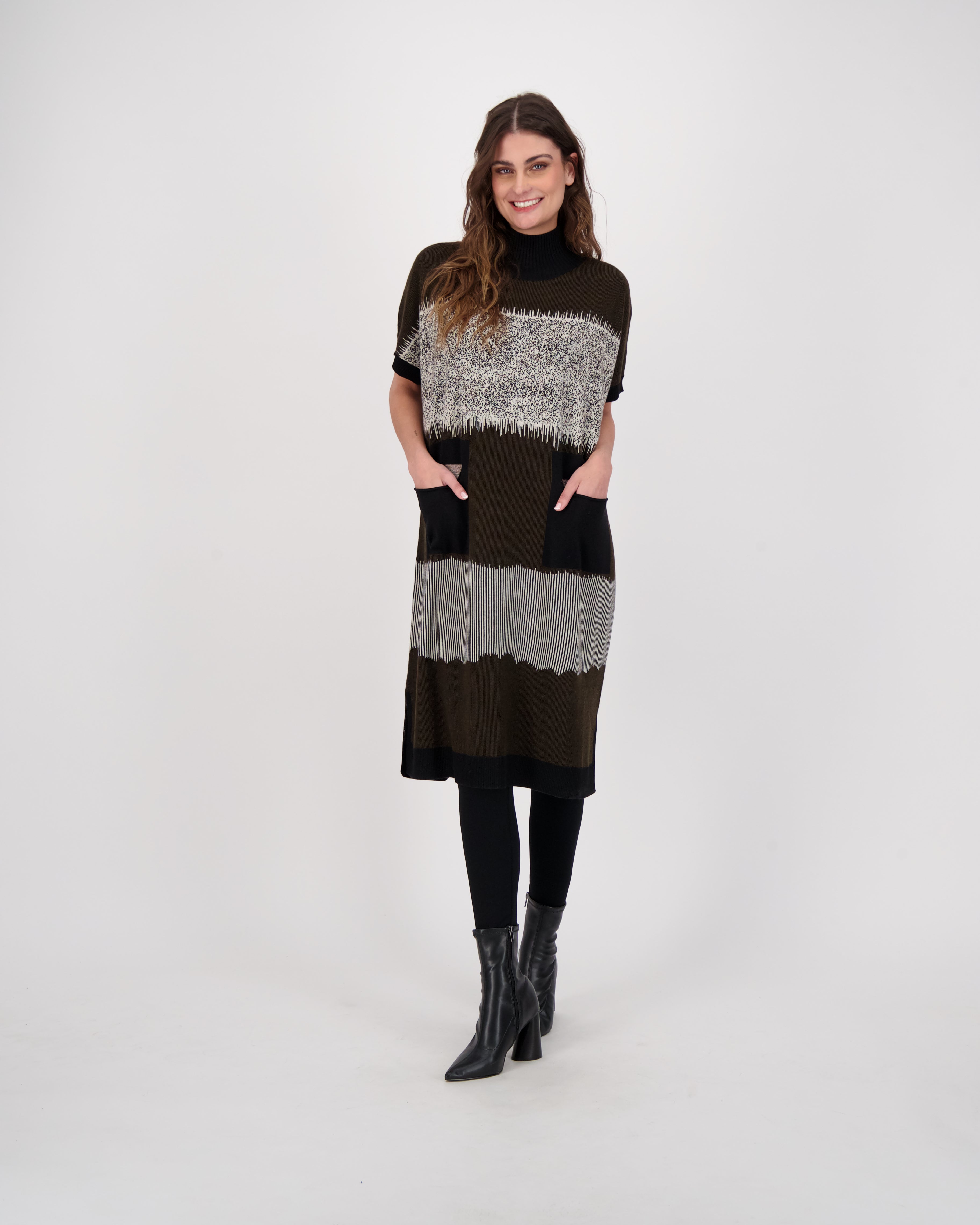 Abstract Art Intarsia Long Knitted Dress