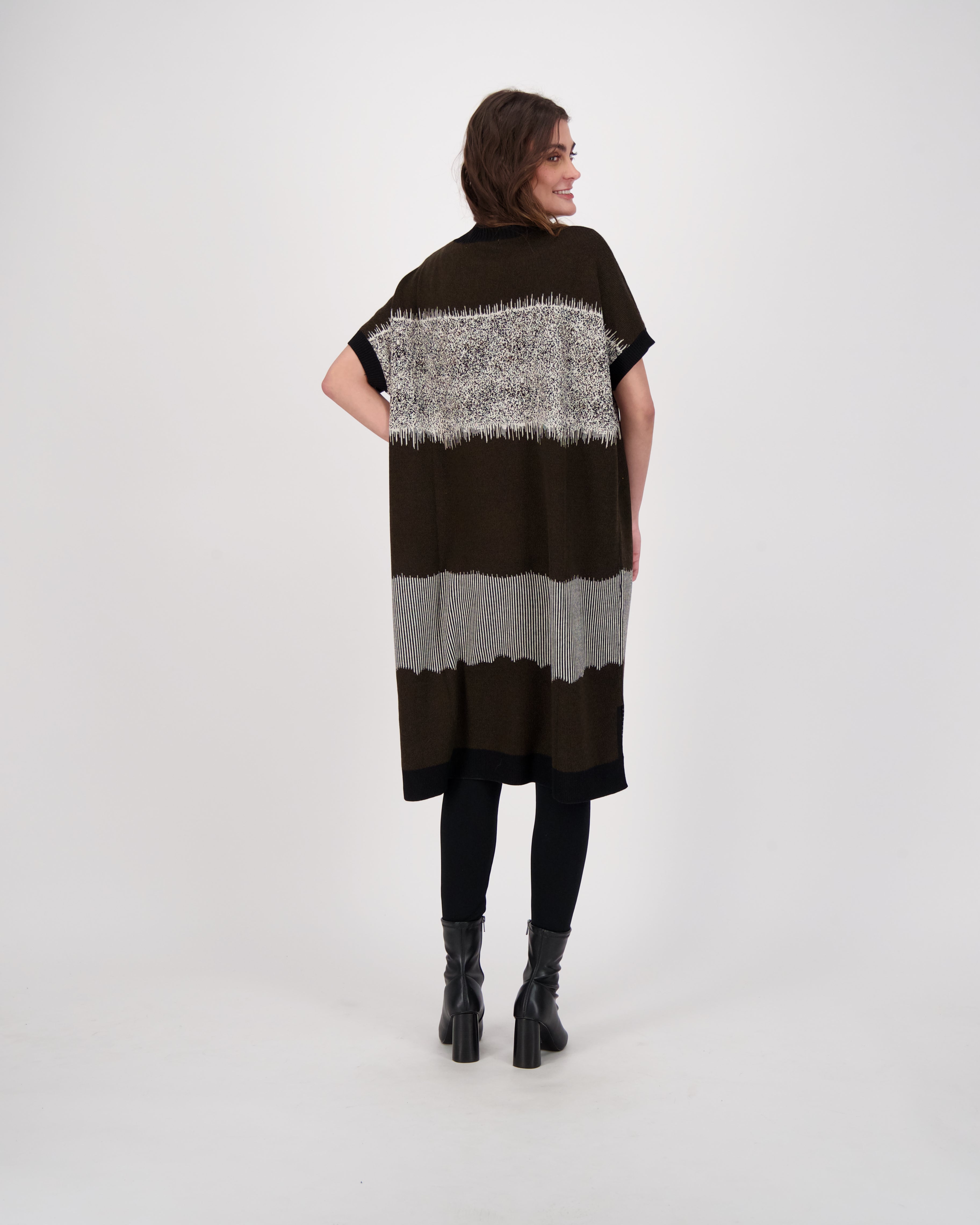 Abstract Art Intarsia Long Knitted Dress
