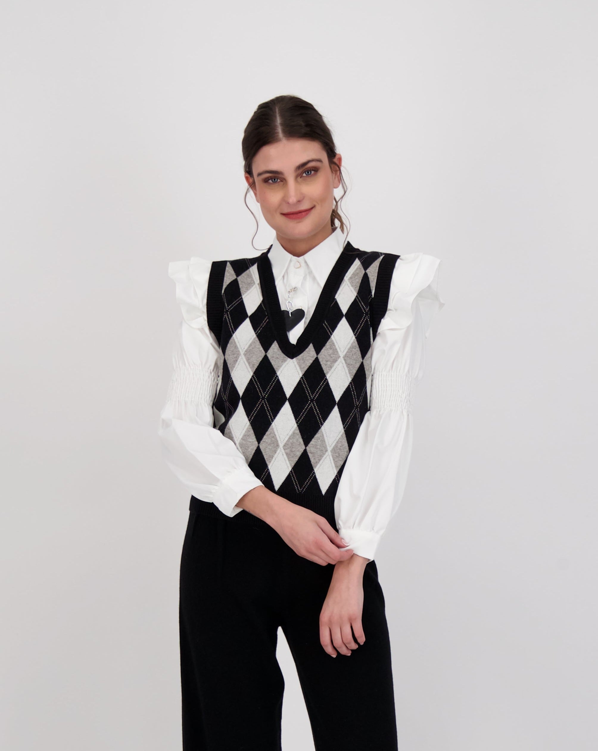 Argyle Cropped Sweater Vest
