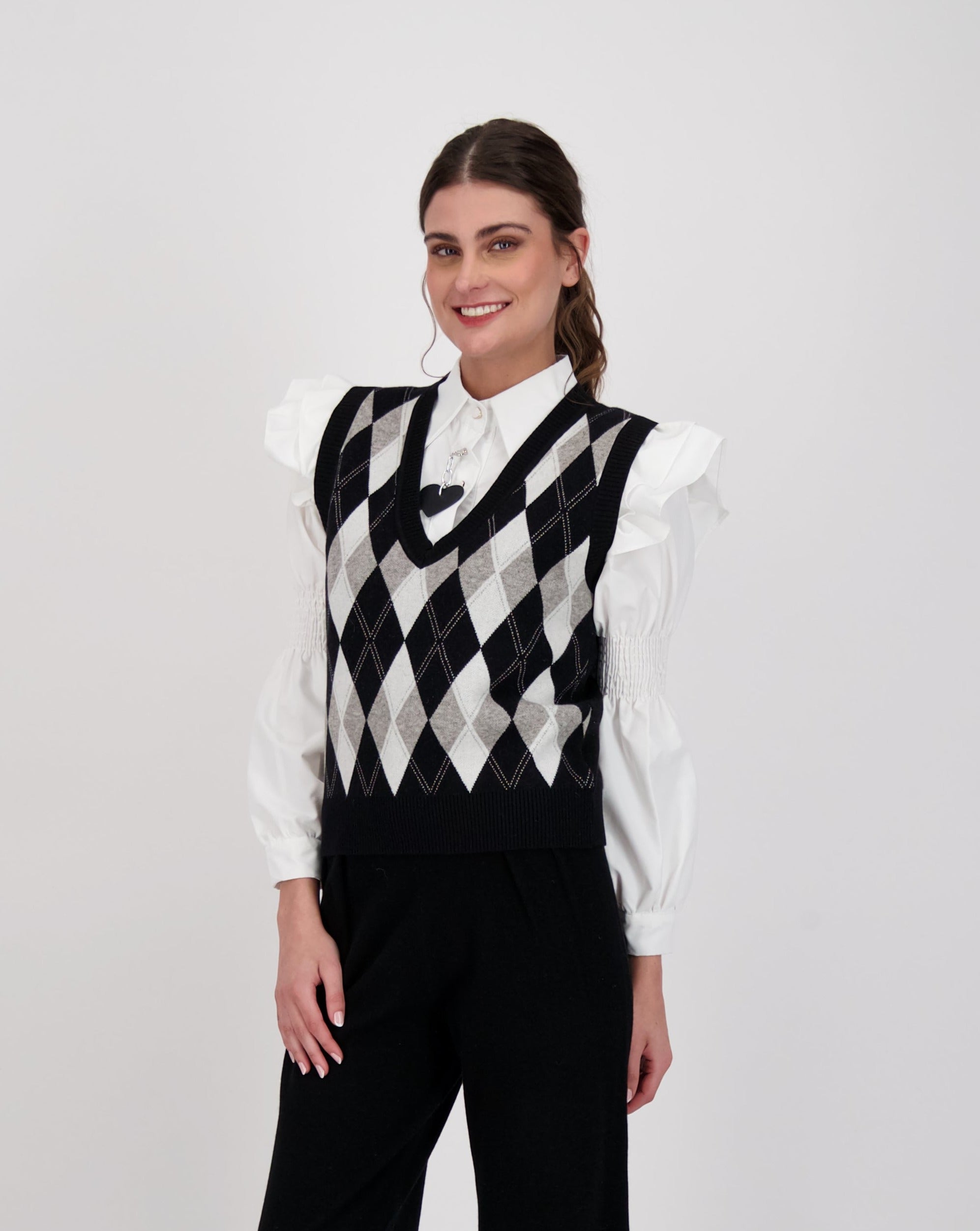 Argyle Cropped Sweater Vest