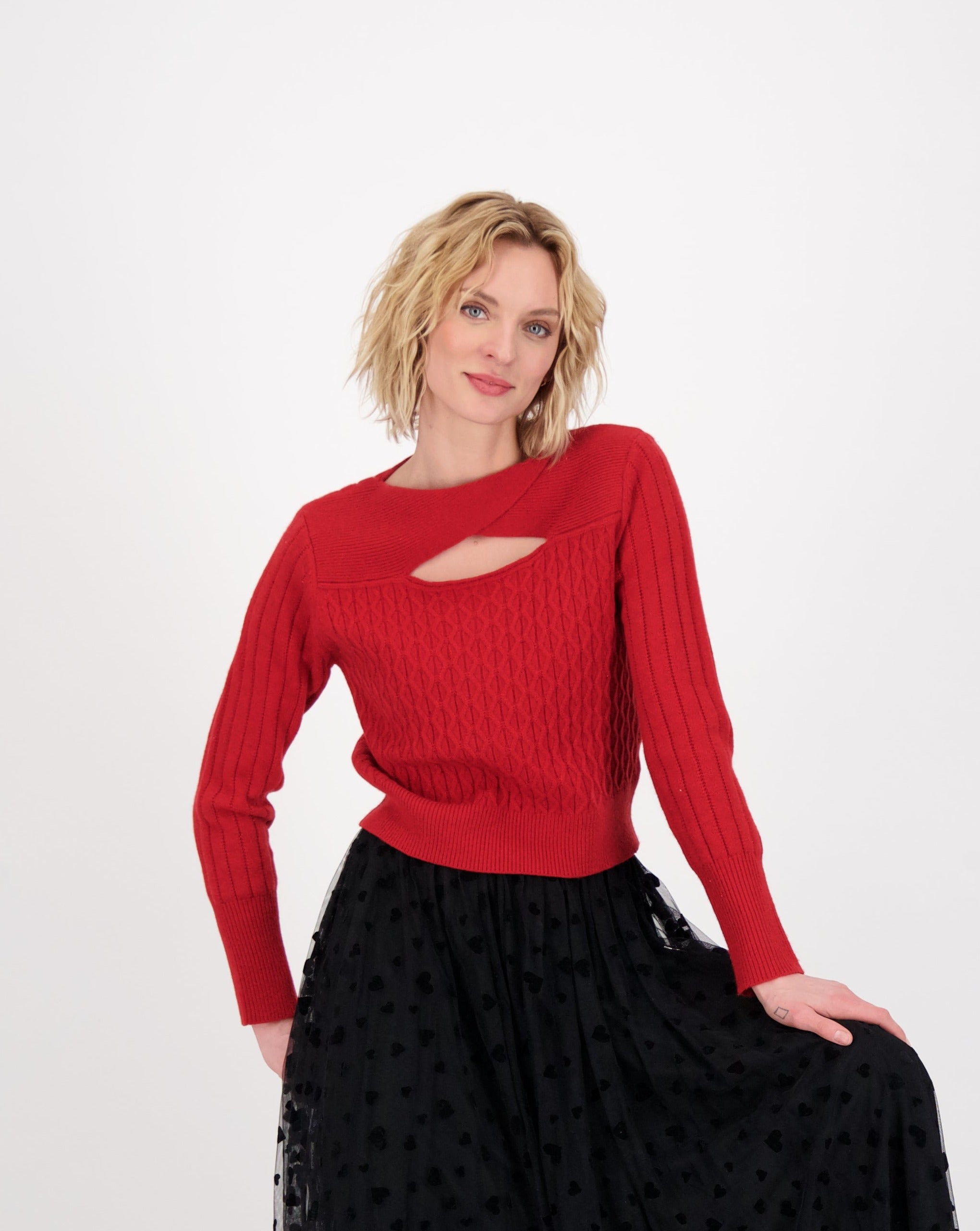 Cut Out High Neck Sweater Top