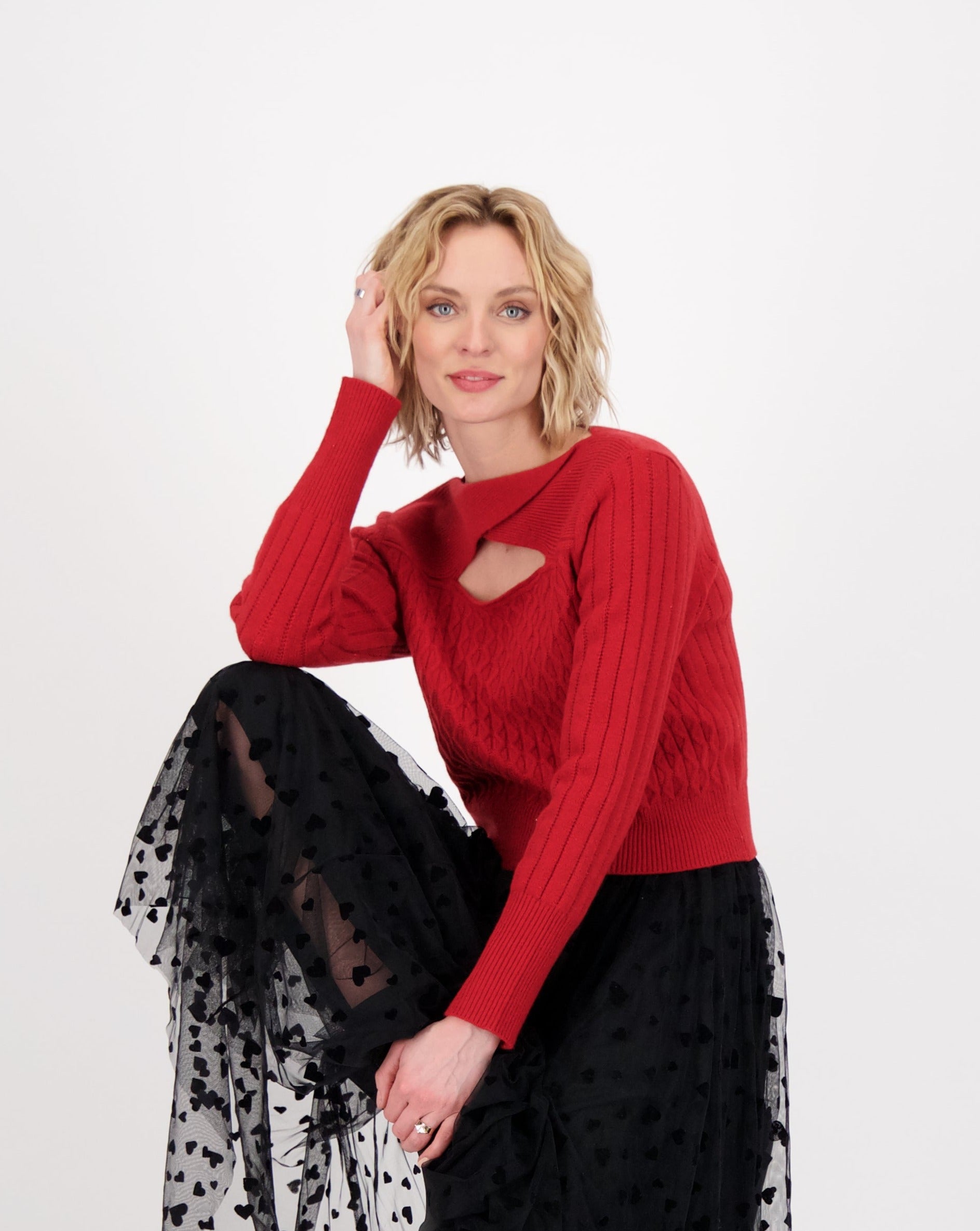 Cut Out High Neck Sweater Top