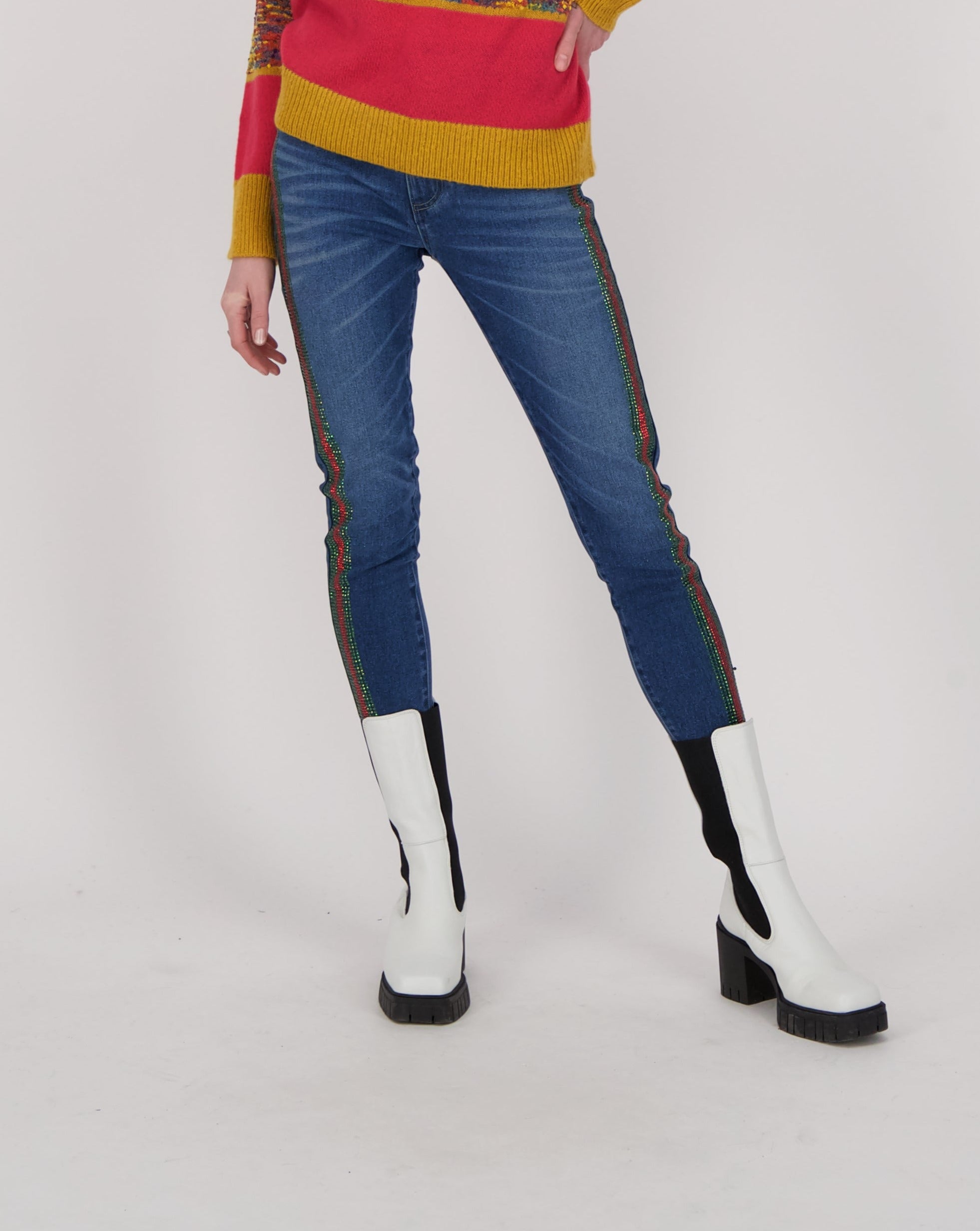 Tape Side With Rhinestones Jean
