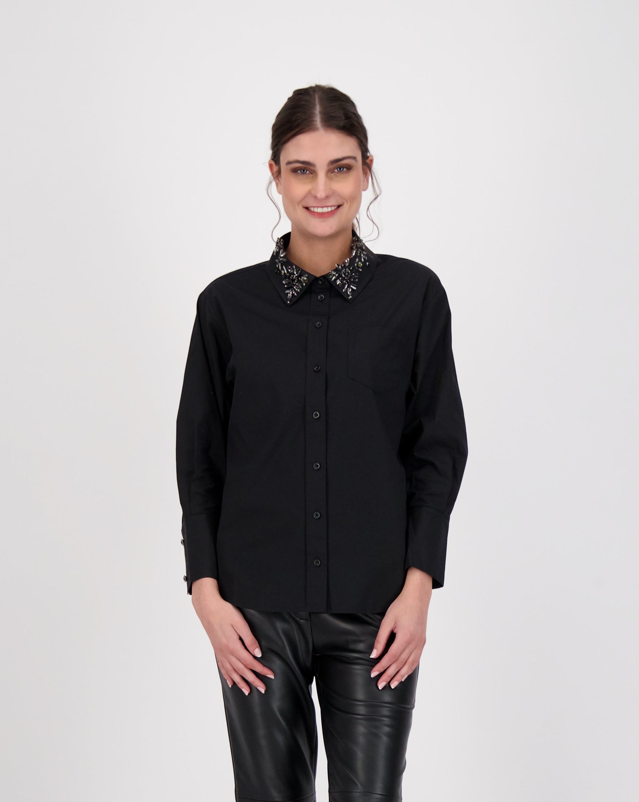 Shirt With Jewelled Collar