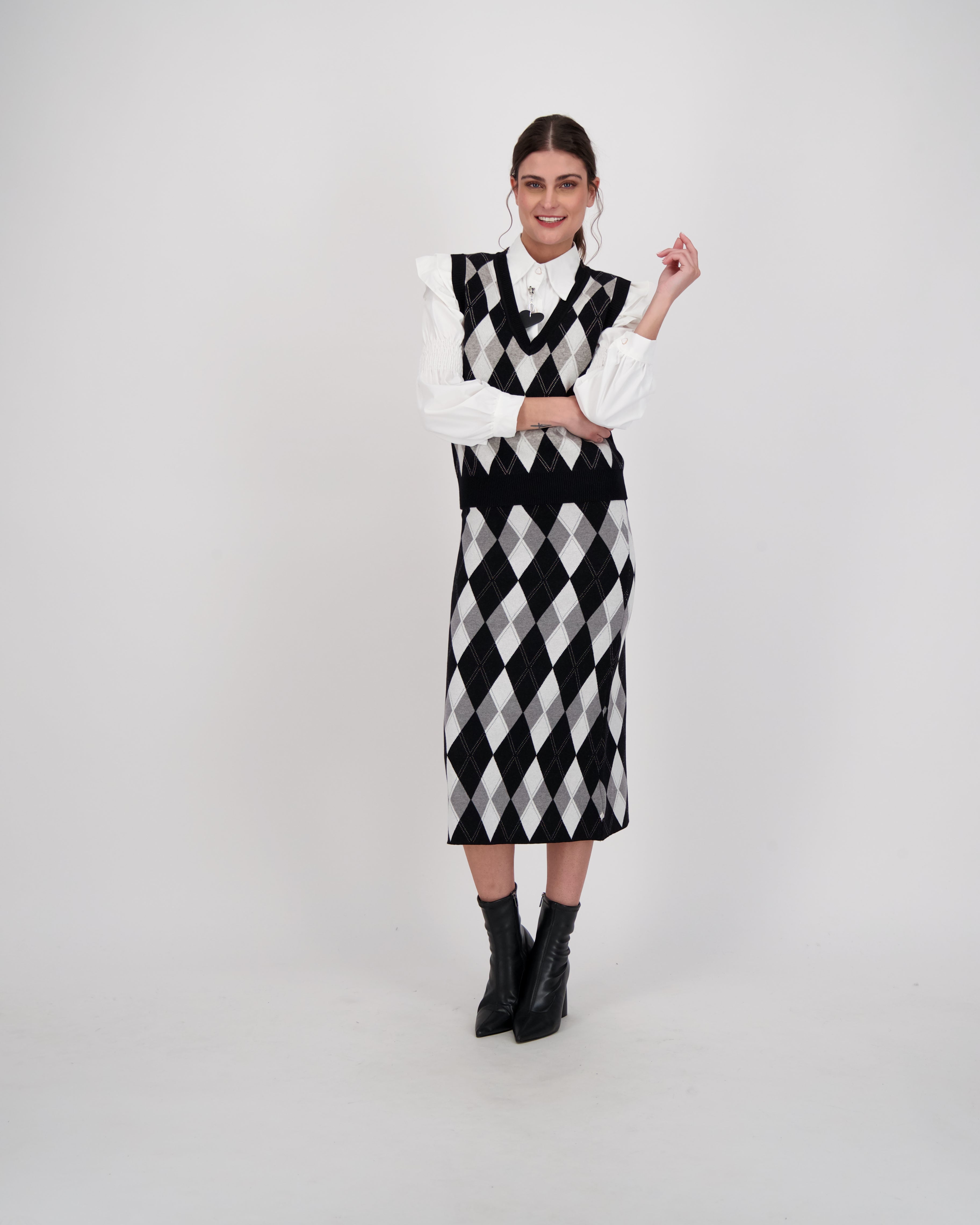 Argyle Cropped Sweater Vest