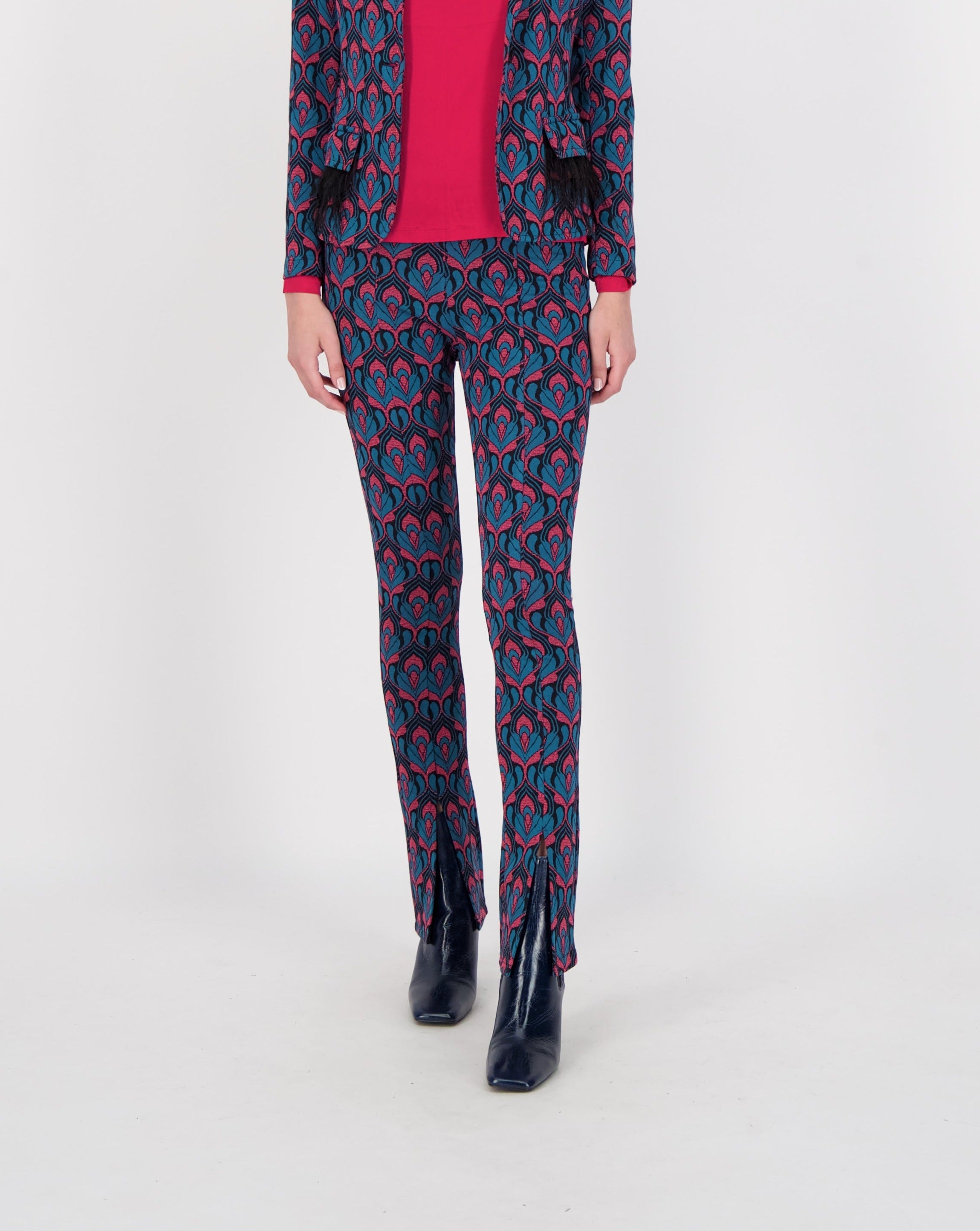 Patterned Split Hem Pants