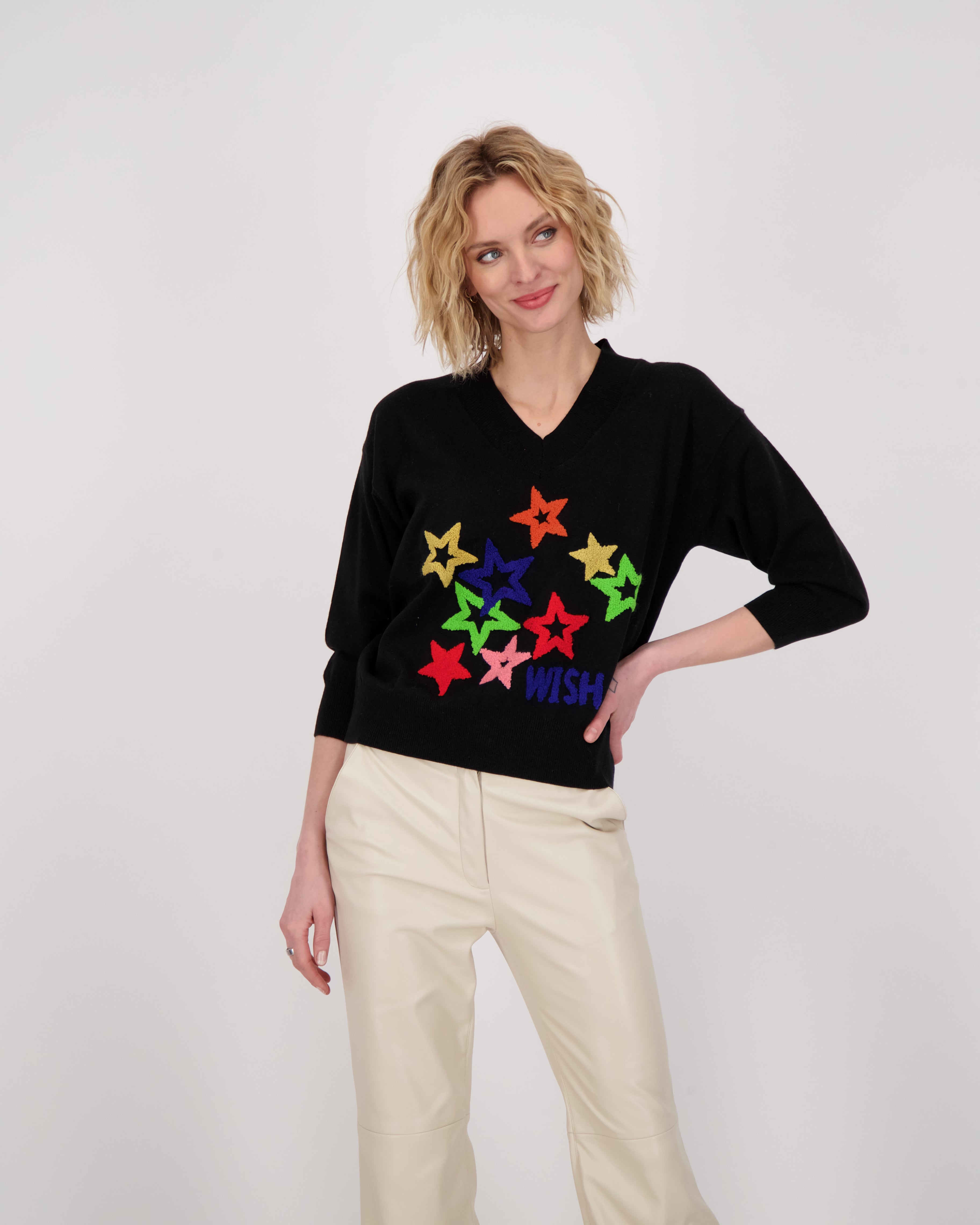 Wish For Stars V Neck Sweater