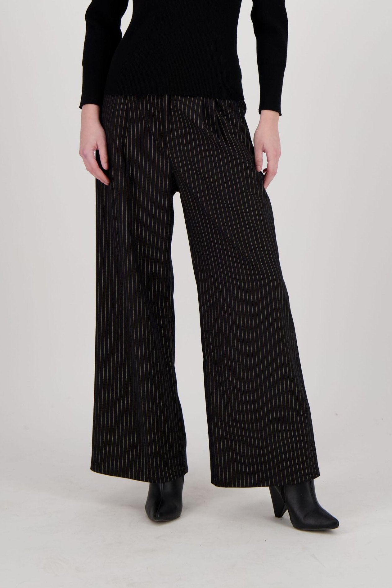 Casual Pinstripe Wide Leg Pants