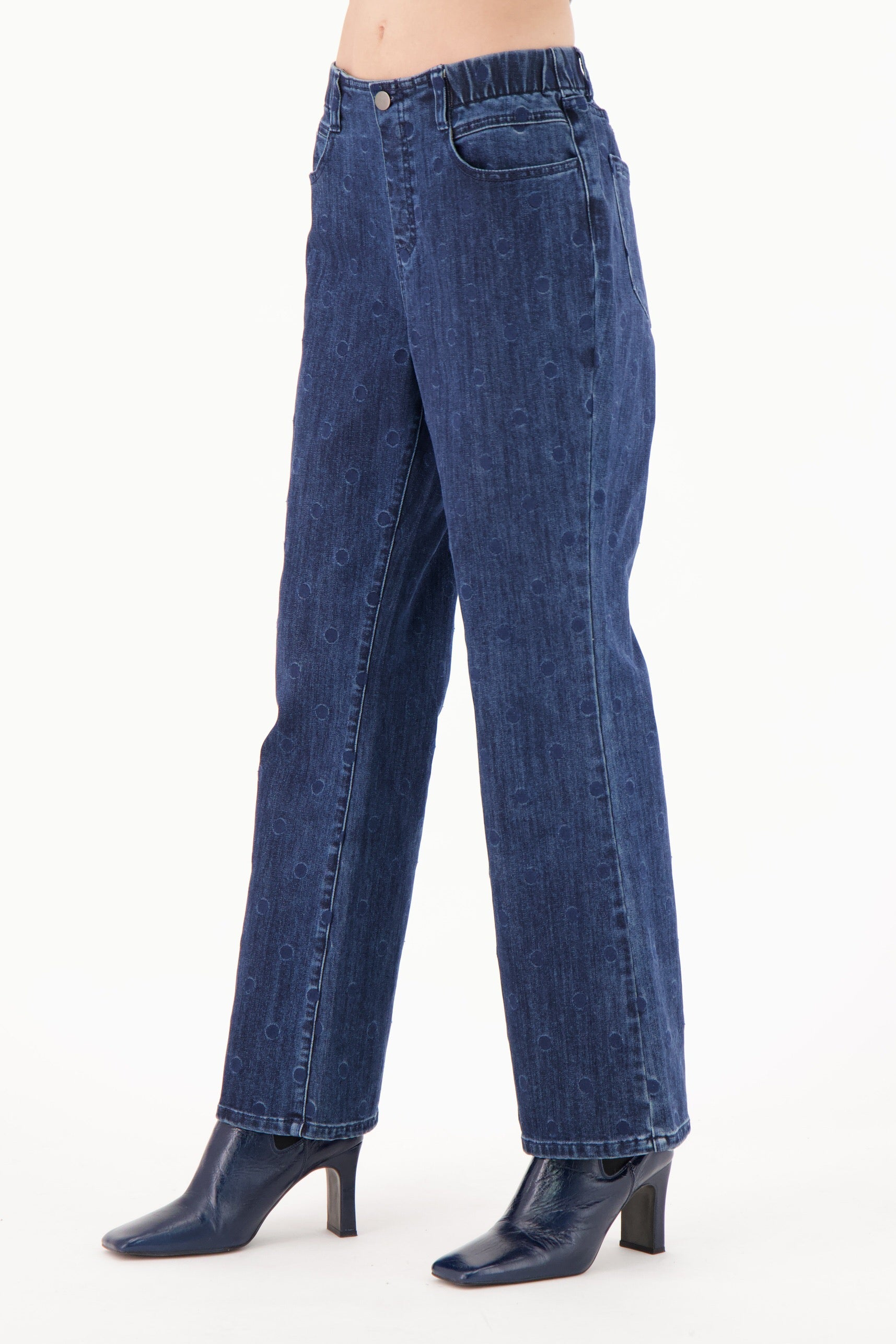 Jacquard Polkadot Denim Pant