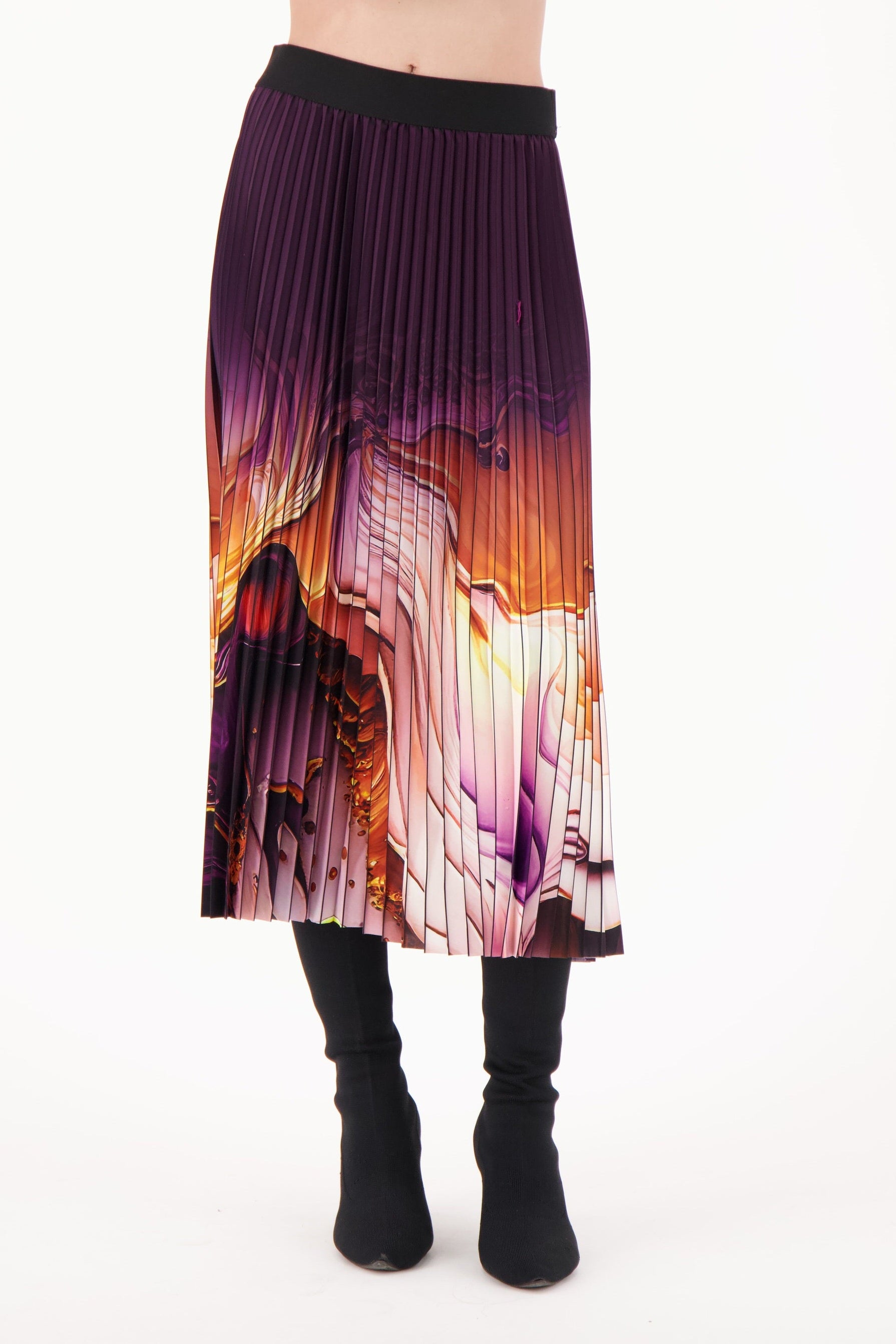 Moire Pleated Skirt