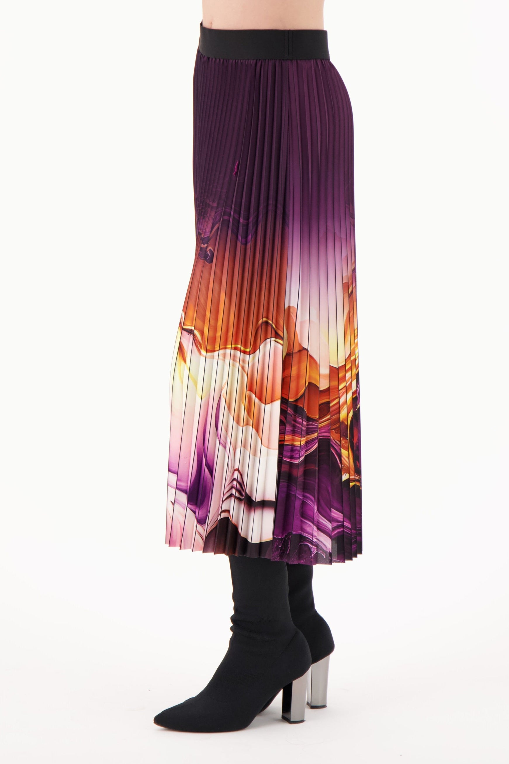 Moire Pleated Skirt