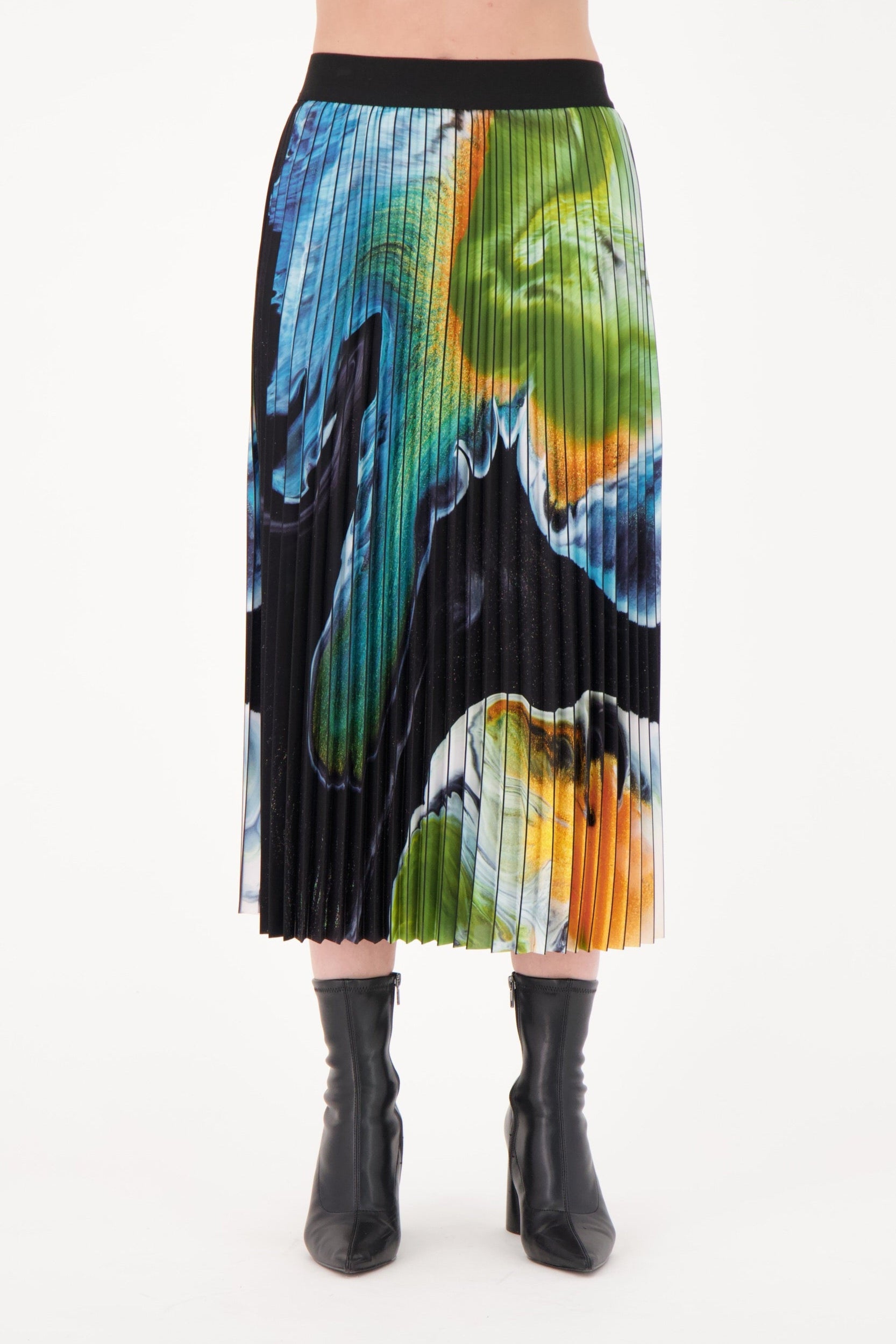 Moire Pleated Skirt