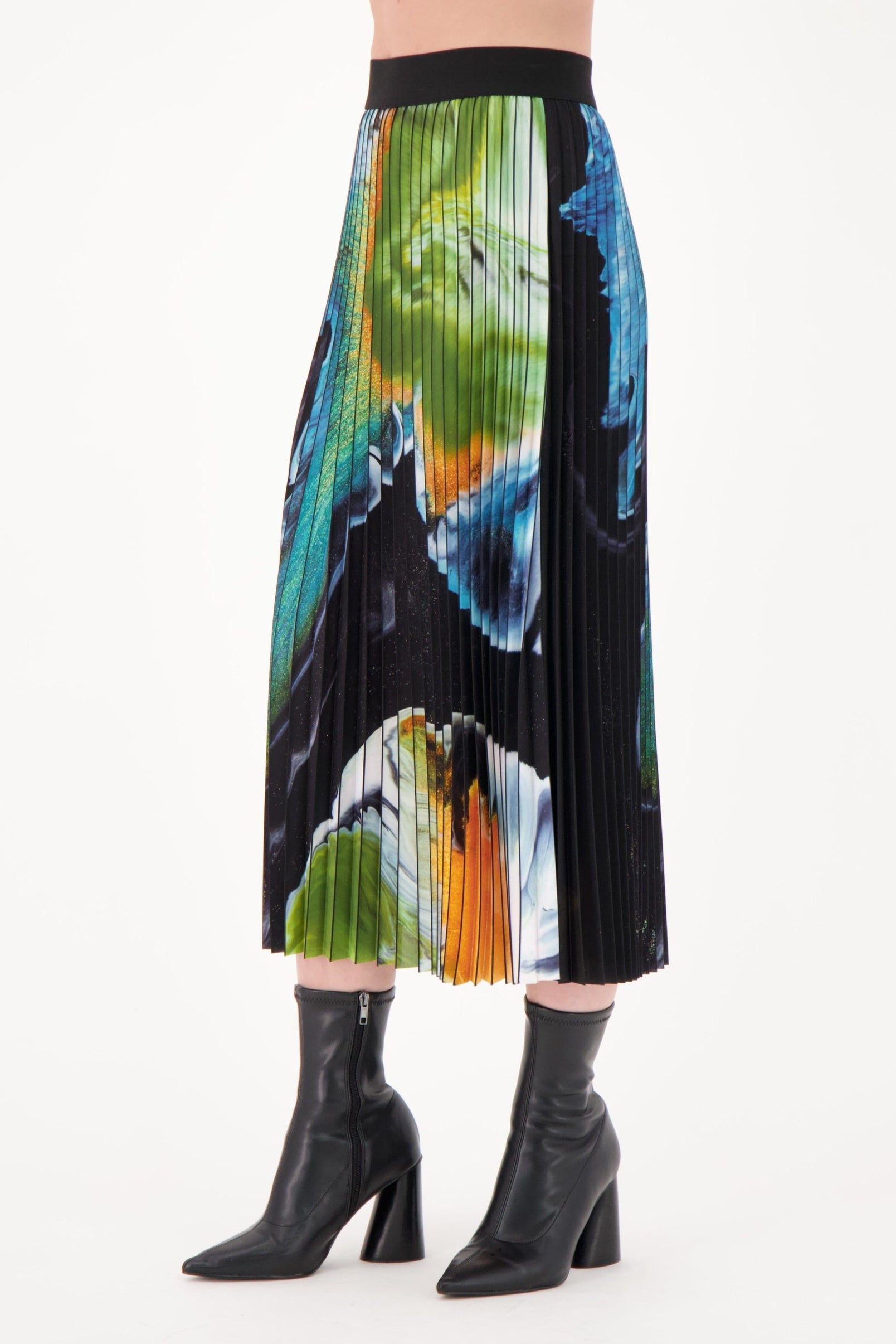 Moire Pleated Skirt
