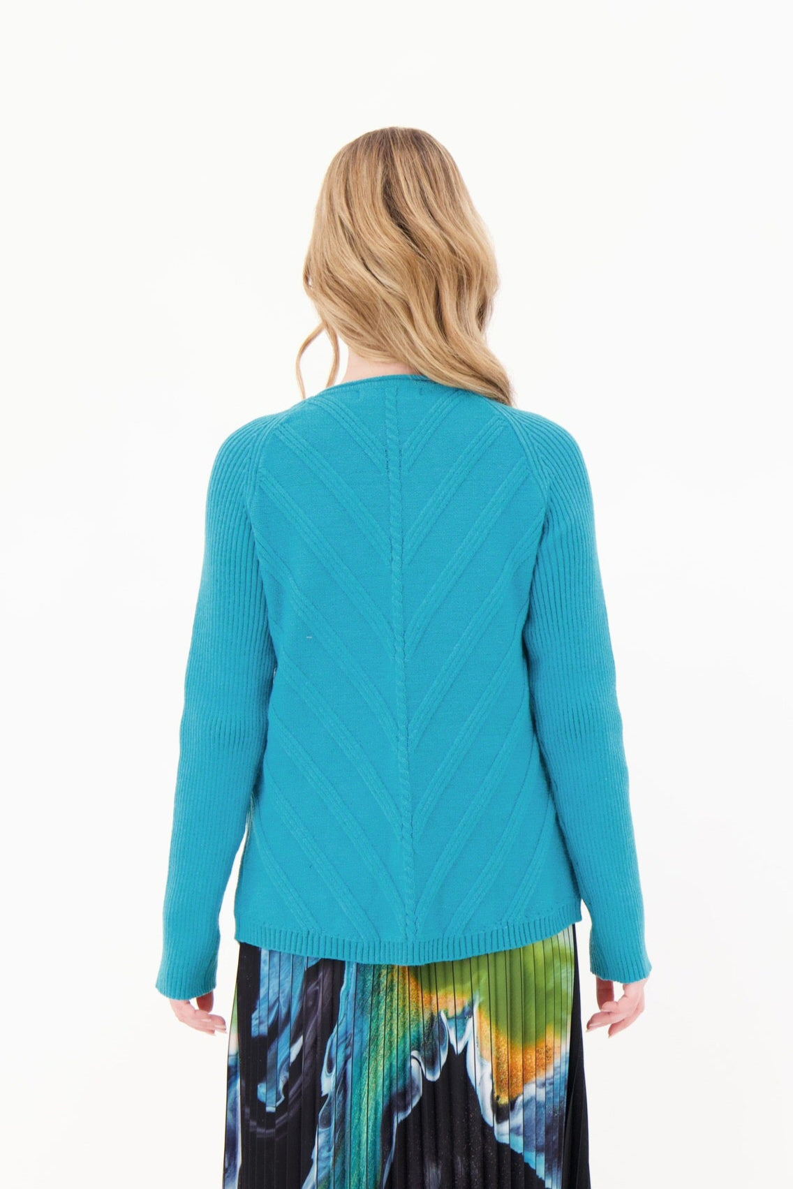 Boatneck Chevron Knit Sweater