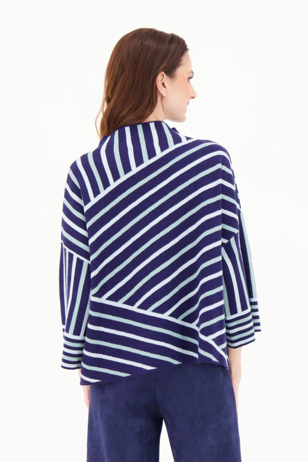 Funnel Neck Stripe Boxy Fit Sweater