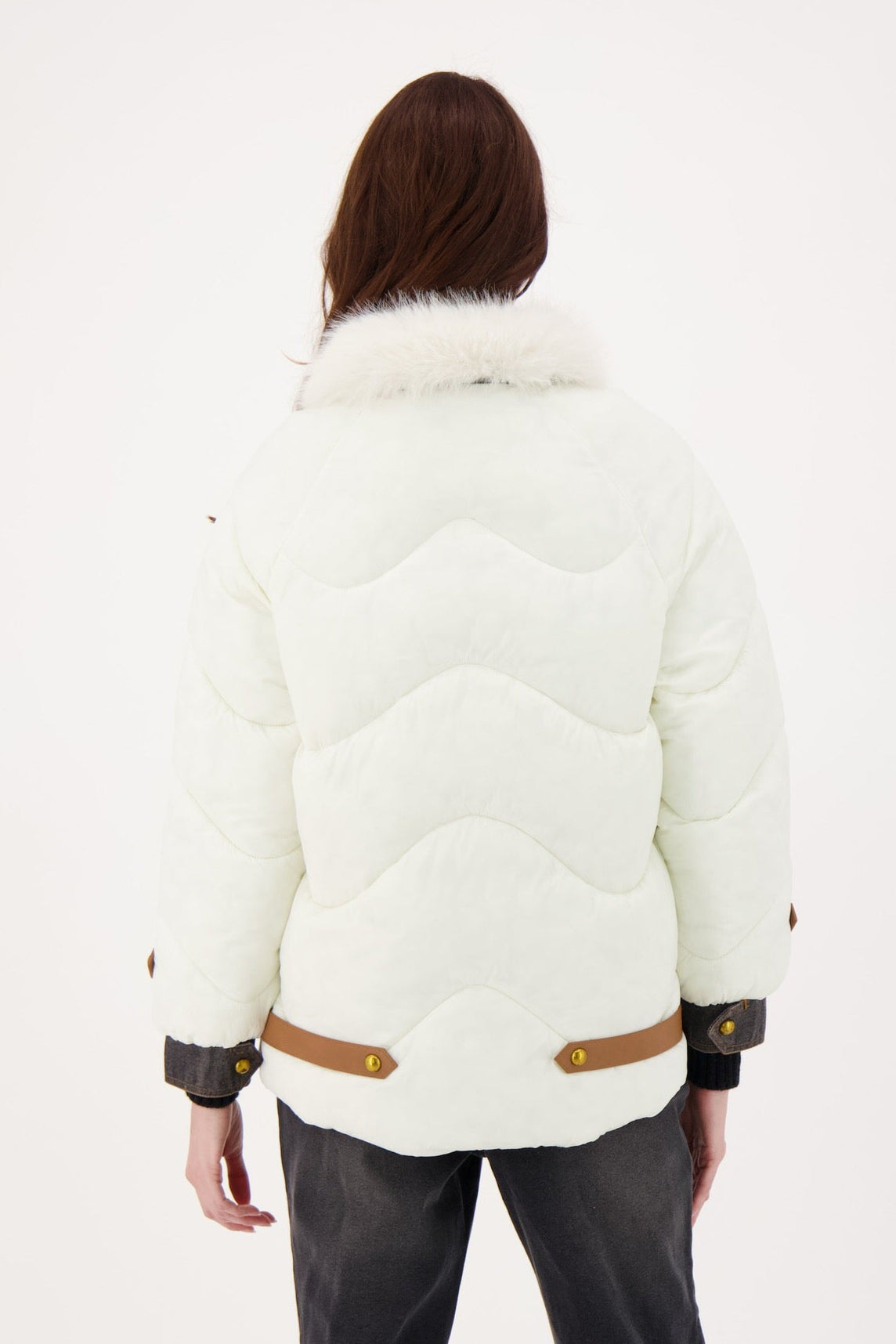Faux Fur Denim Bomber Jacket