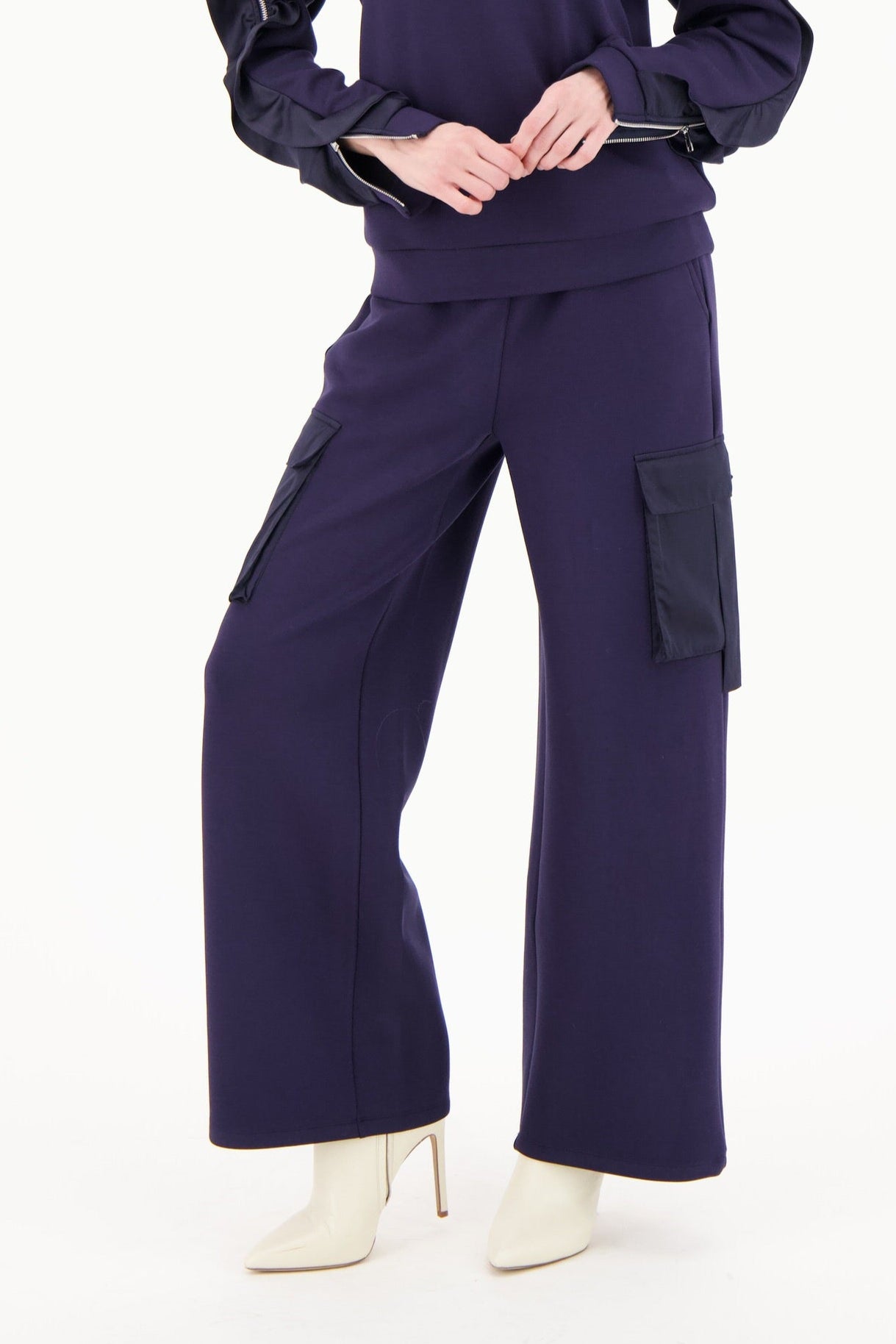Satin Cargo Pocket Straight Leg Pant