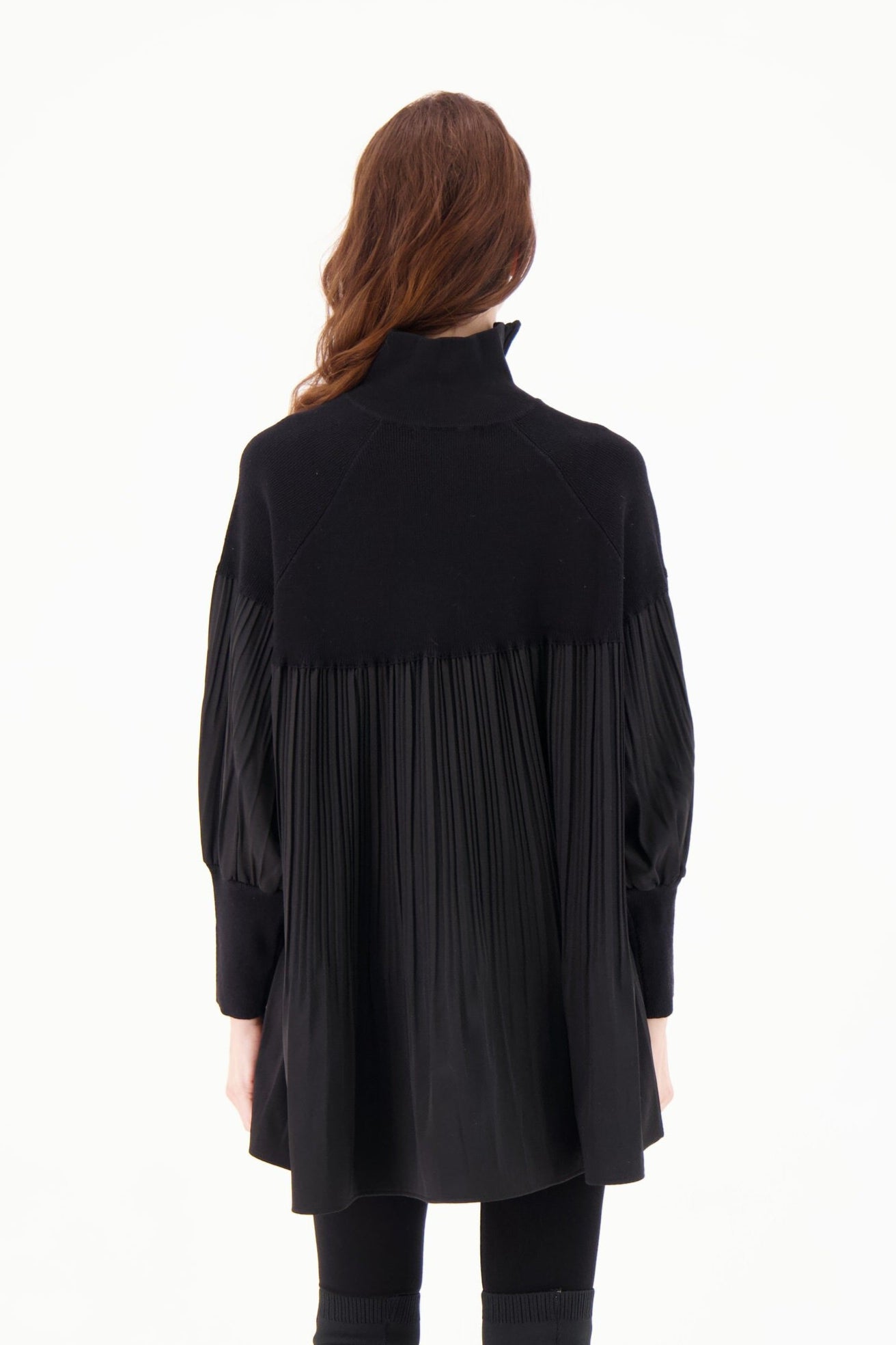 3/4 Zip Mockneck Pleated Tunic