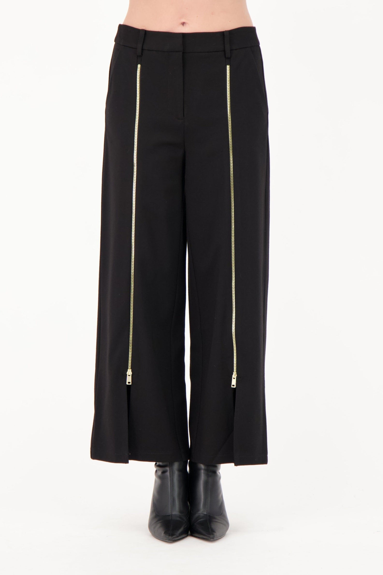 Gold Zipper Front Leg Pant